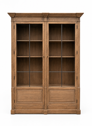 Rustic “Flamant” Oak Display Cabinet with Steel-Framed Glass Doors