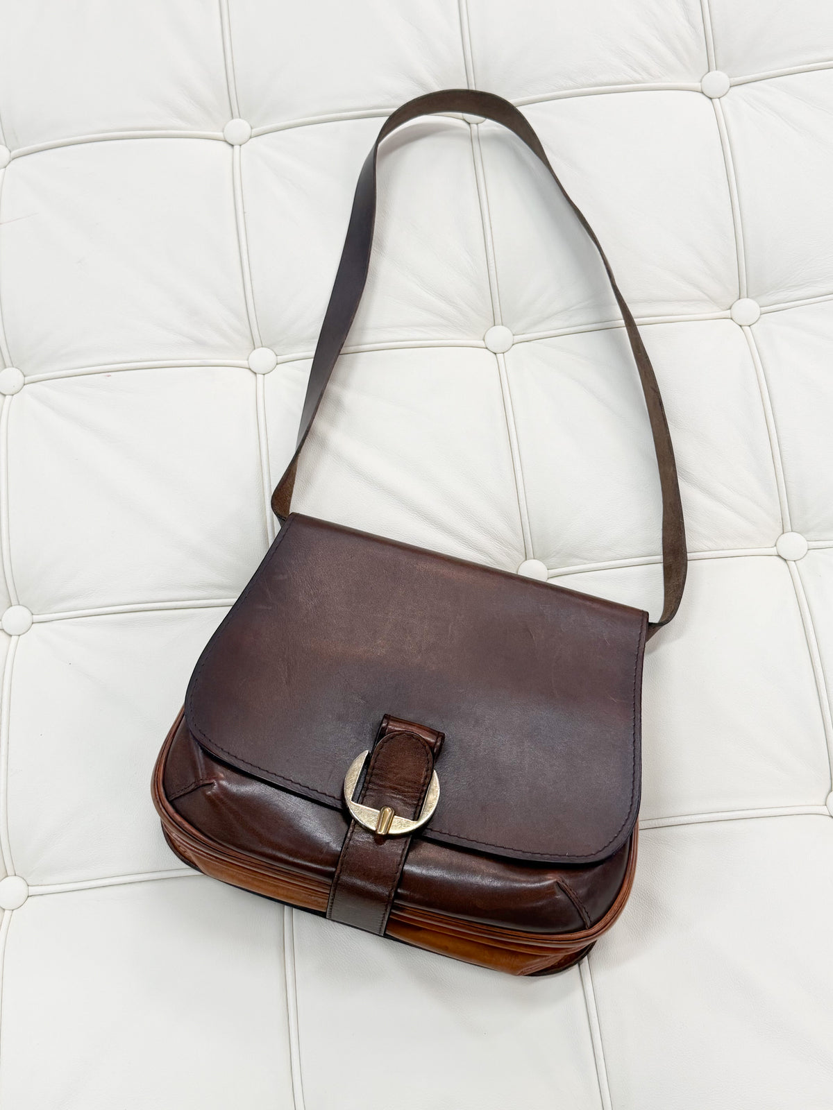 Delvaux “Chasseresse” Two Tone Crossbody Bag 22 x 24 cm