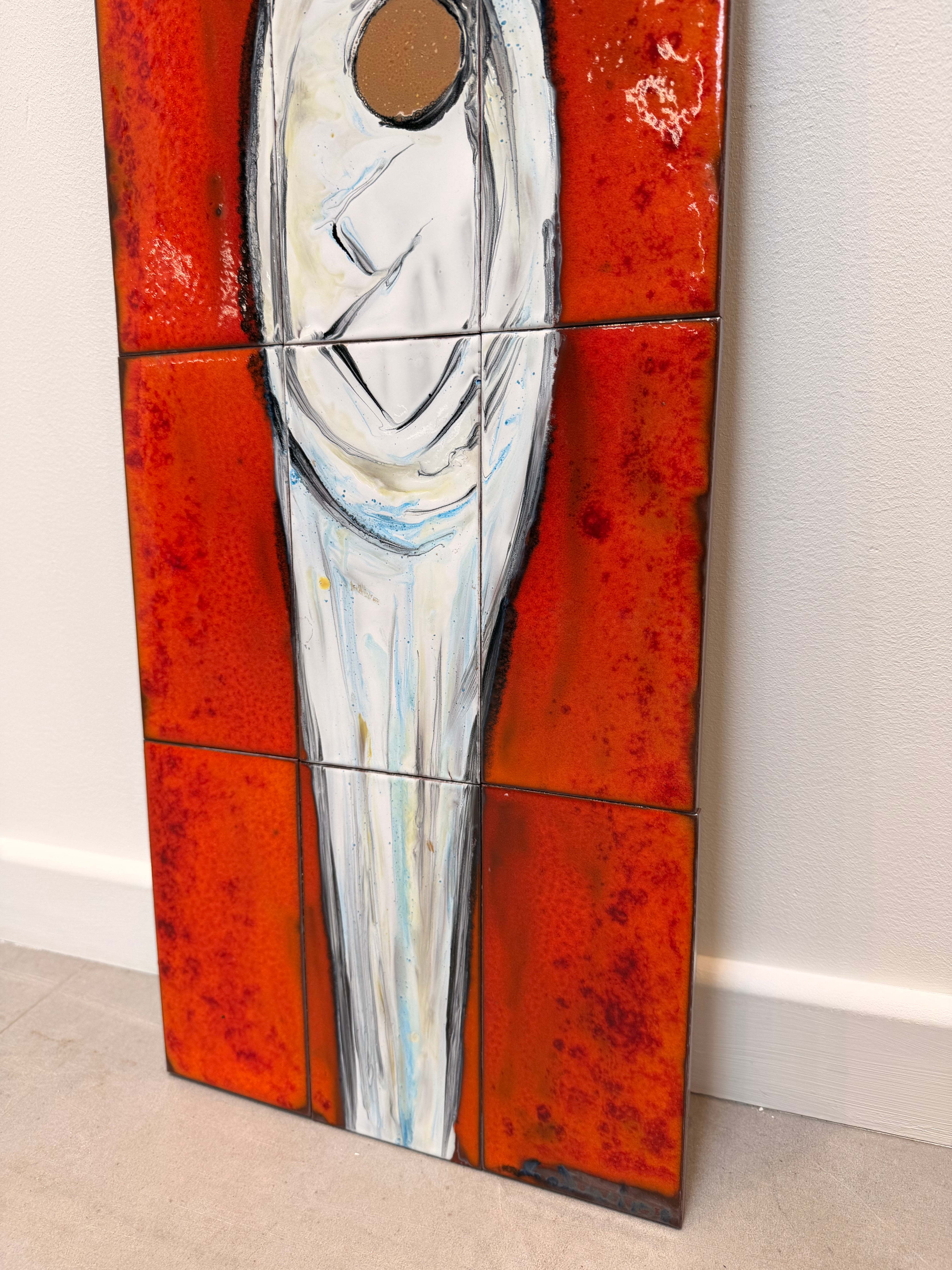 Vintage Hand-Painted Ceramic Tile Wall Artwork