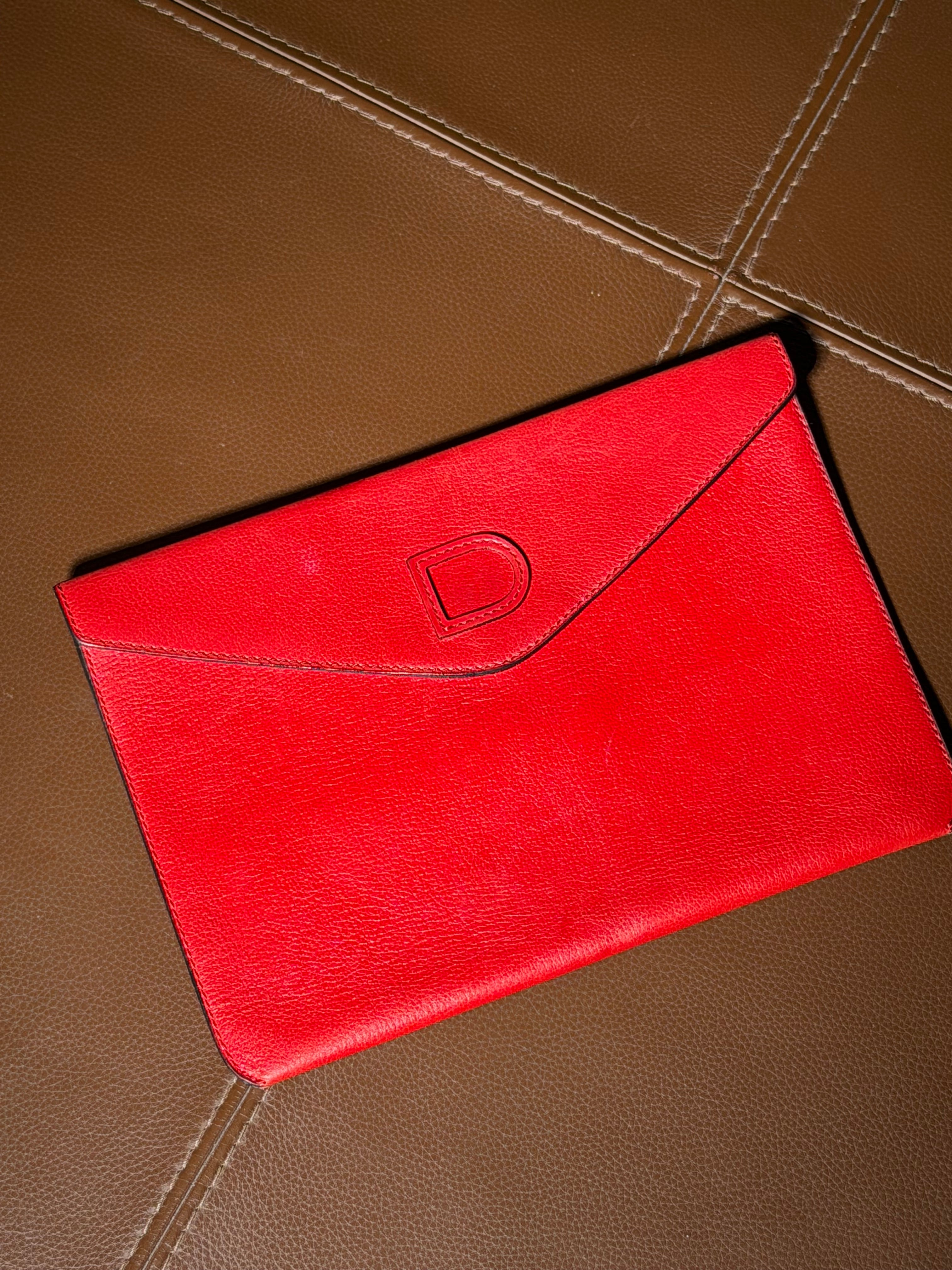 Vintage Delvaux Fusée Envelope Clutch – Red Leather
