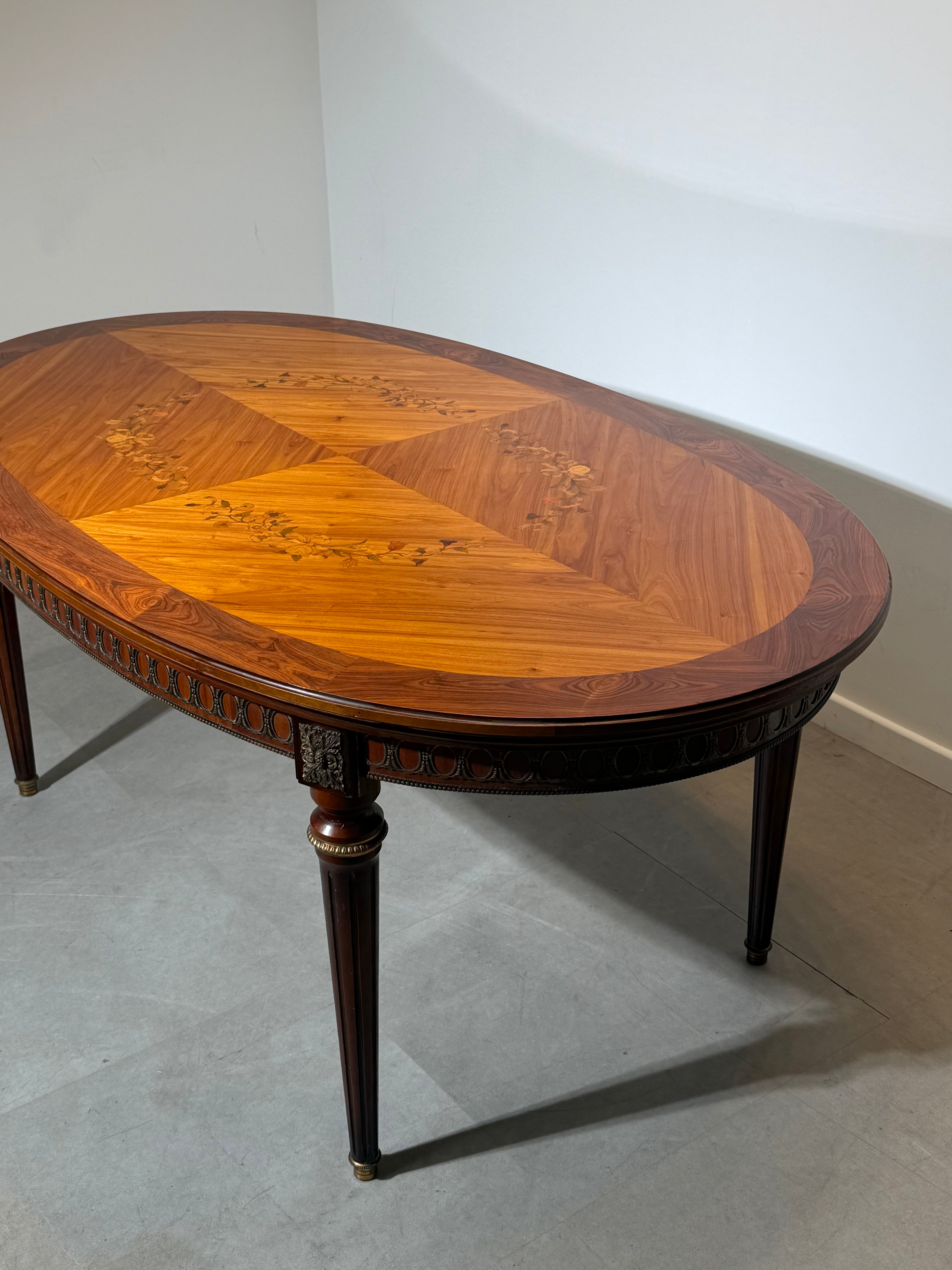JP Ehalt Louis XVI Style Marquetry Extension Dining Table