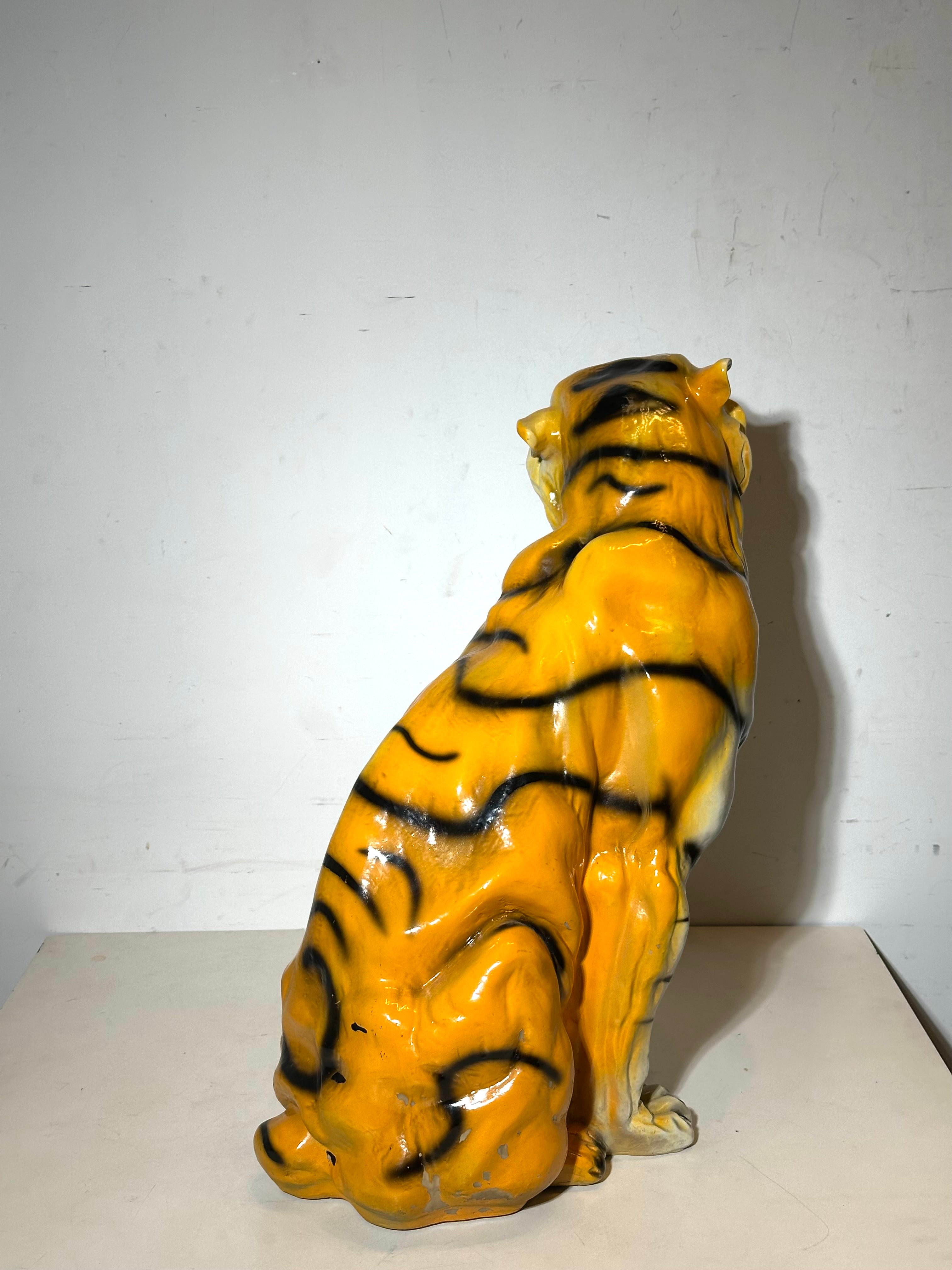 Vintage Tiger Sculpture in Resin