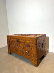 Hand Carved Wooden Storage Chest Asian Style
