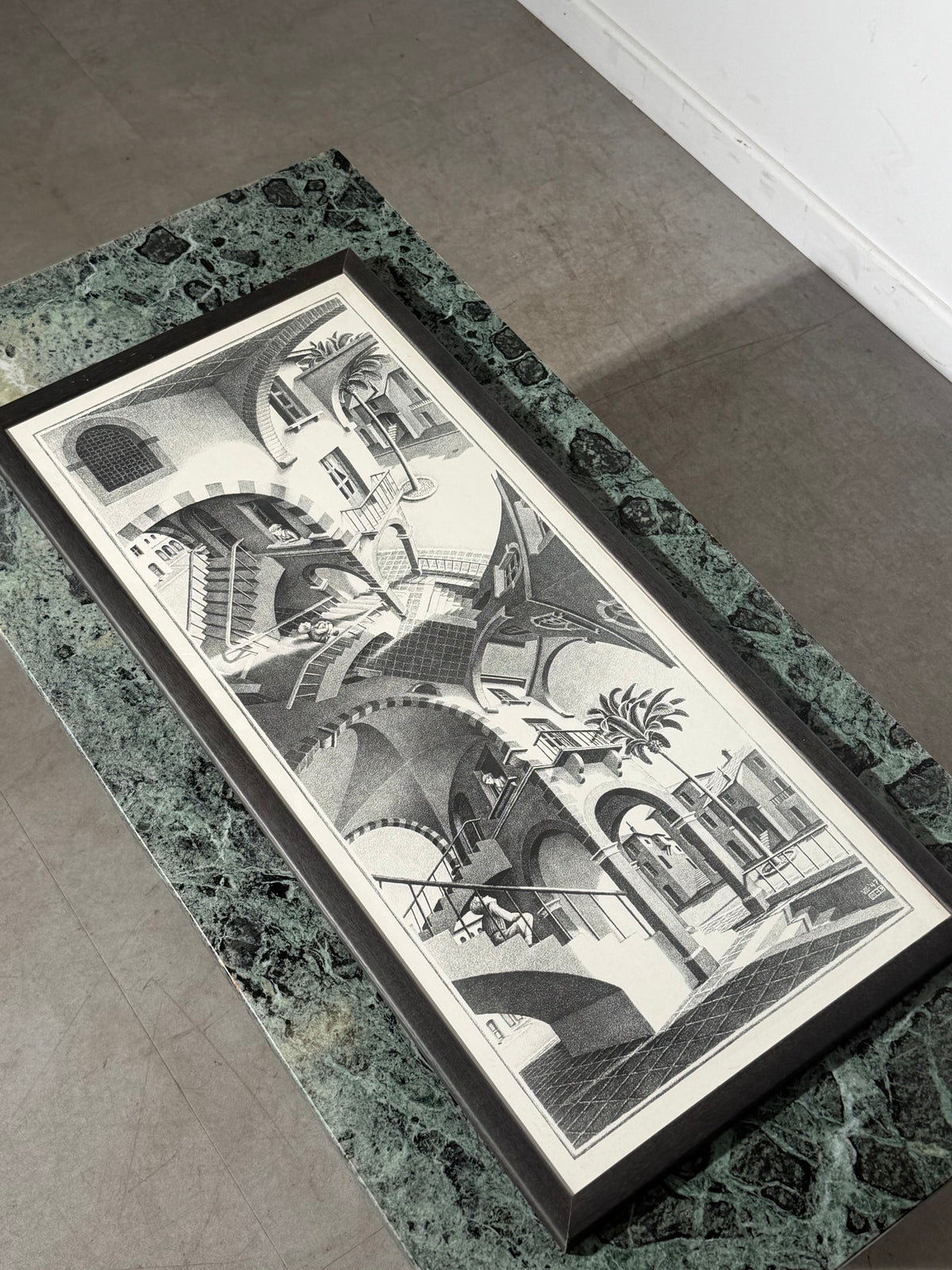 M. C. Escher “High and Low” – Framed Print, 80 × 37 cm