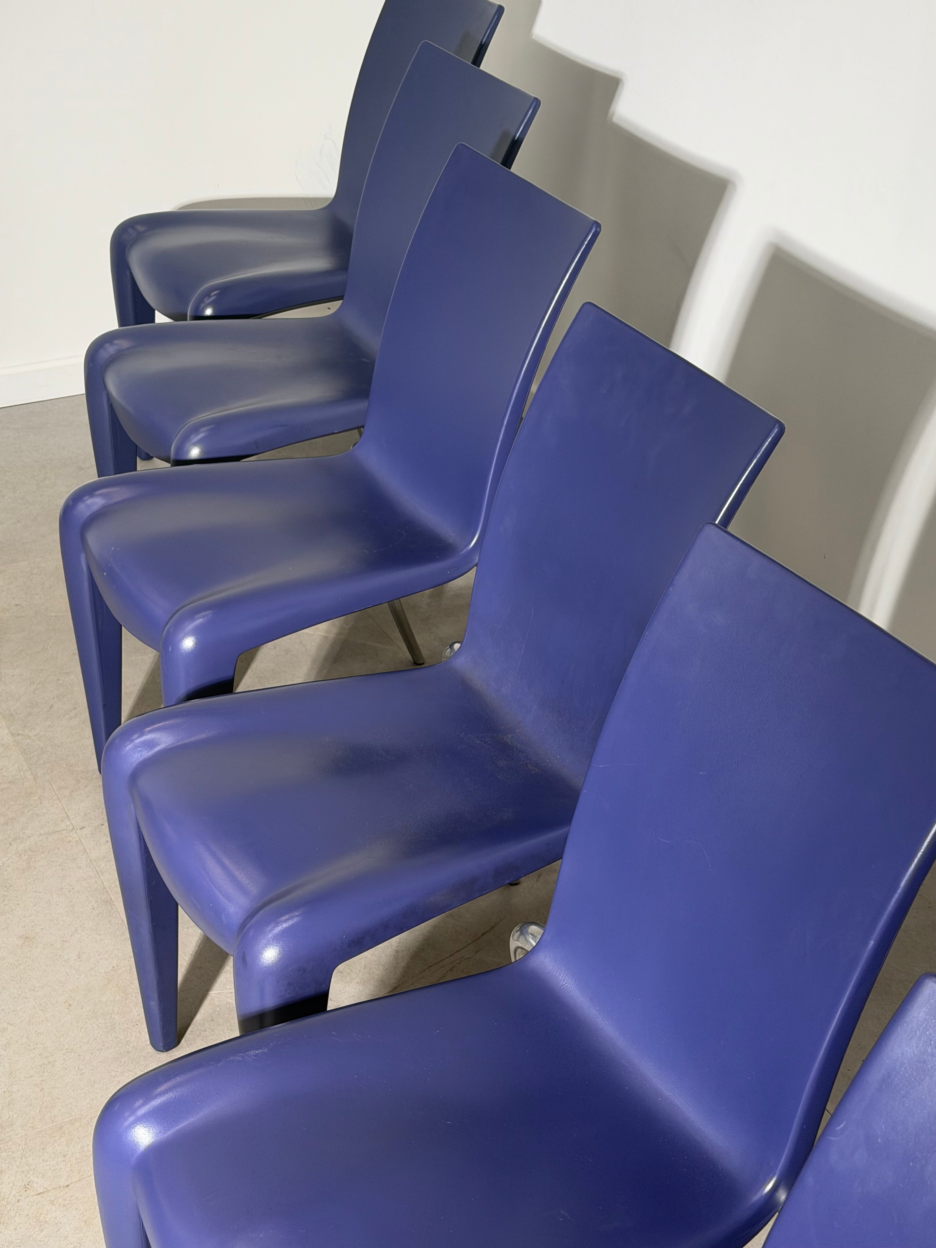 Set of 6 Louis 20 Dining Chairs by Philippe Starck for Vitra – Blue / Mauve