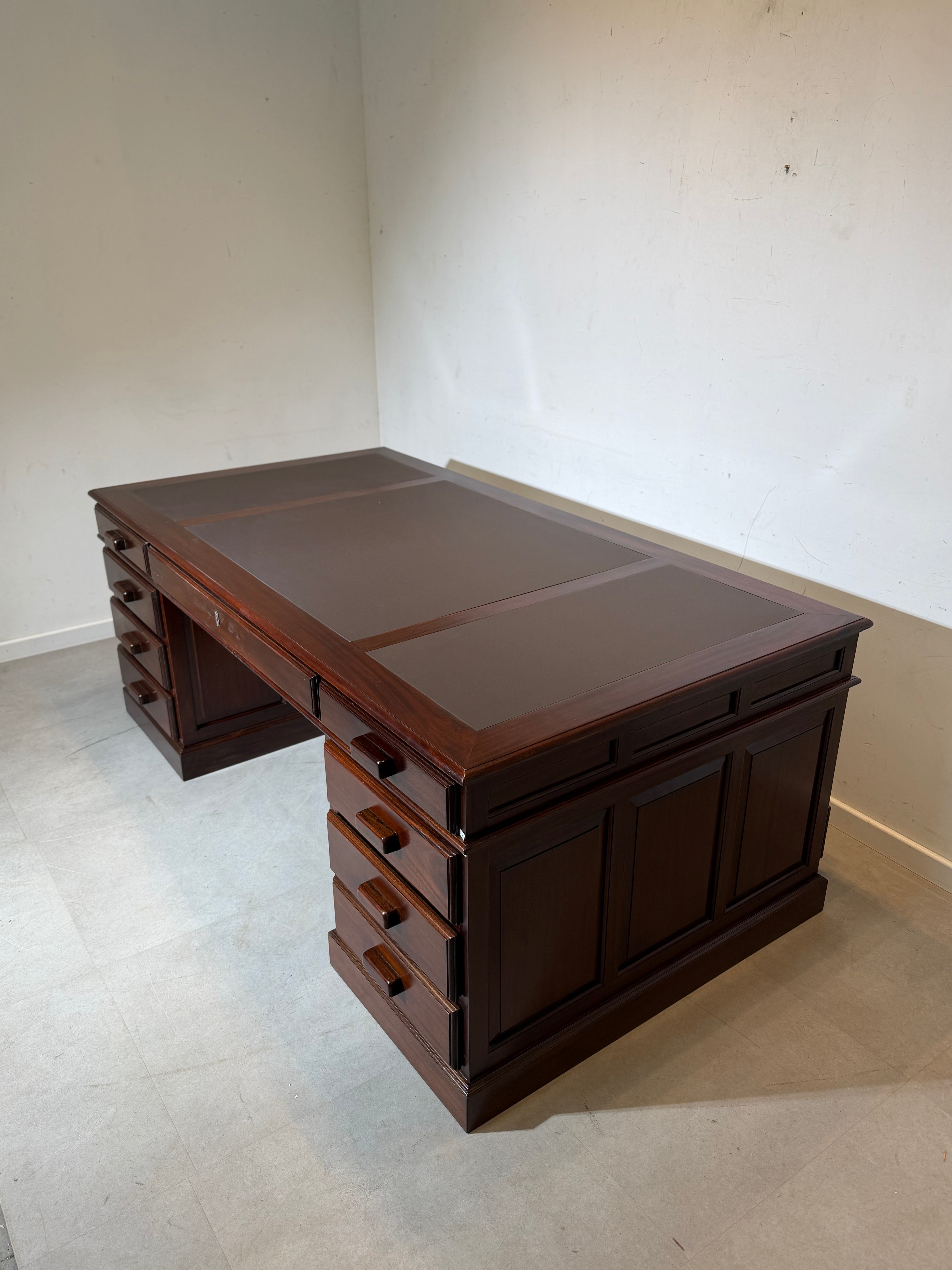 Antique Double-Sided Mahogany Executive Desk – 200 cm