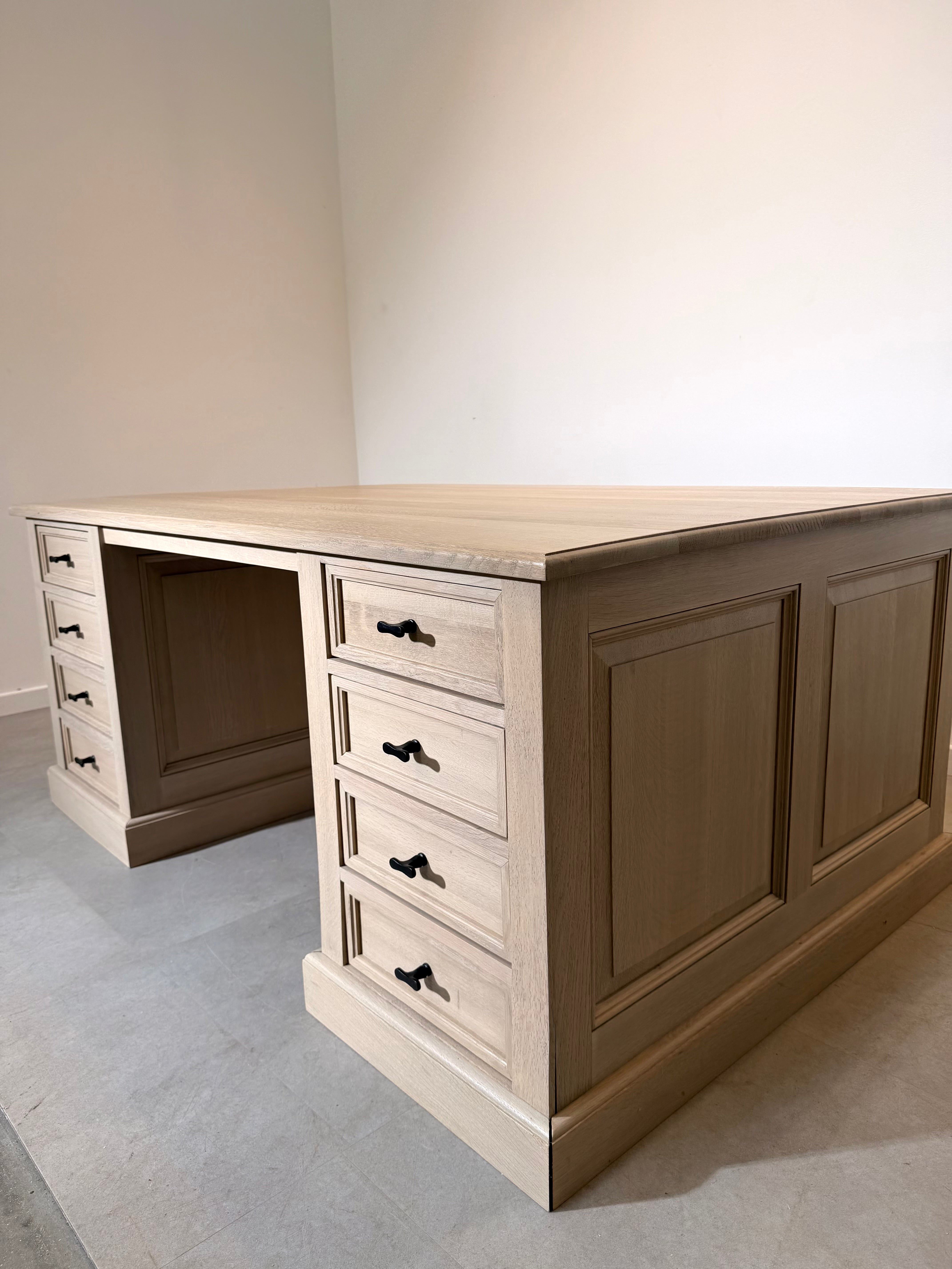 RR Interiors Double-Sided Executive Oak Desk