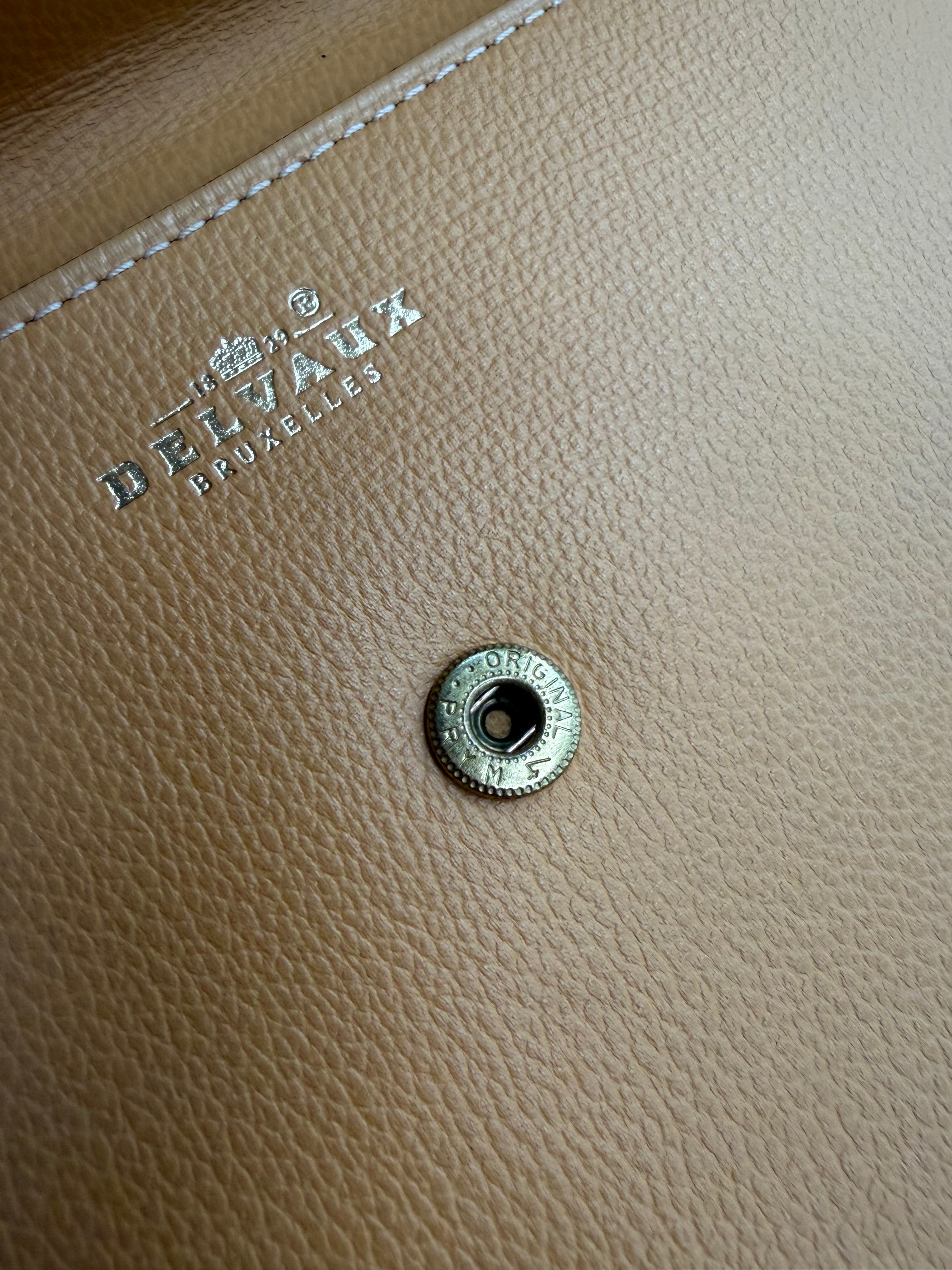 Delvaux “Fusée” Clutch – Cognac Leather