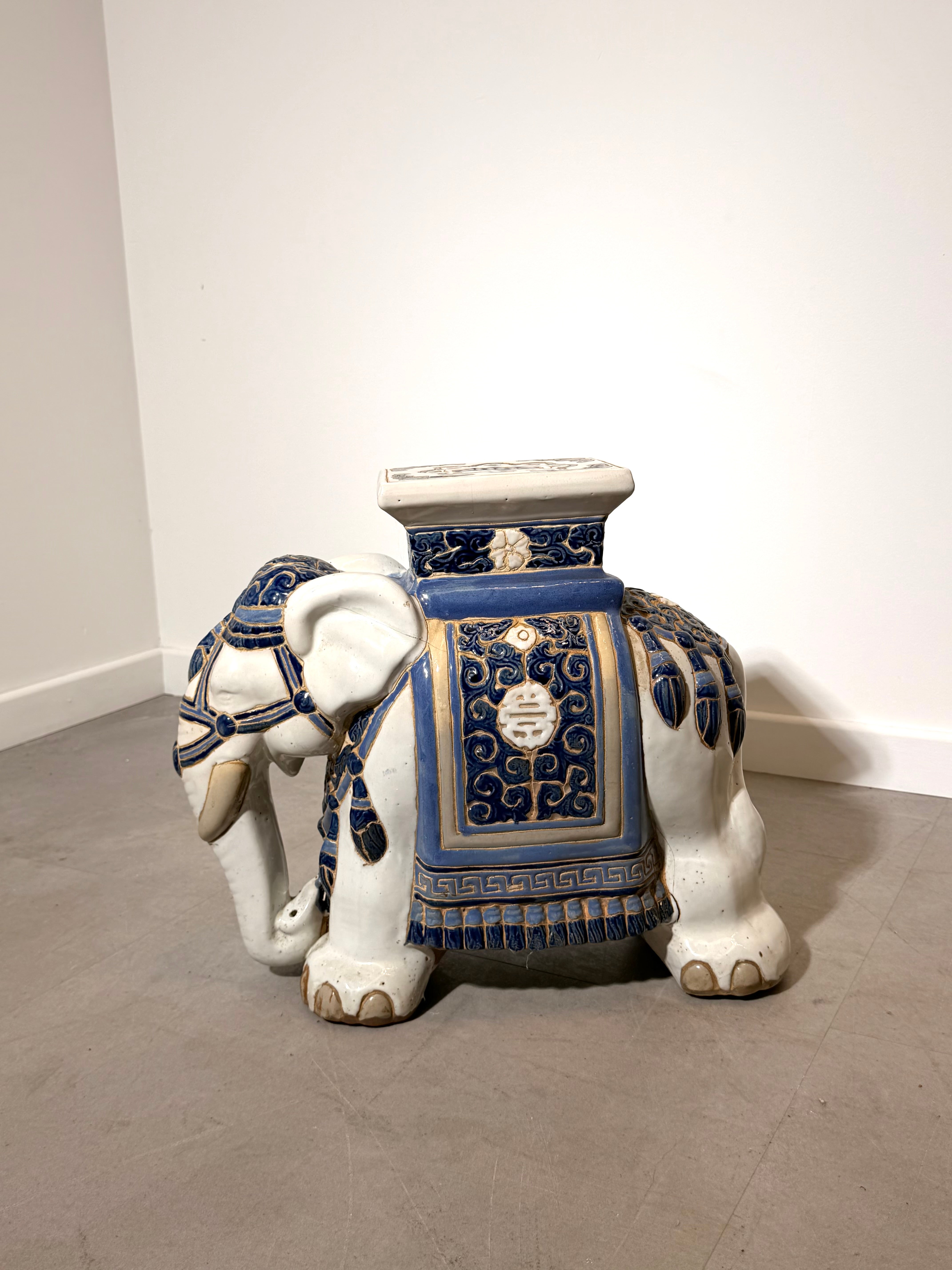 Ceramic Elephant Garden Stool