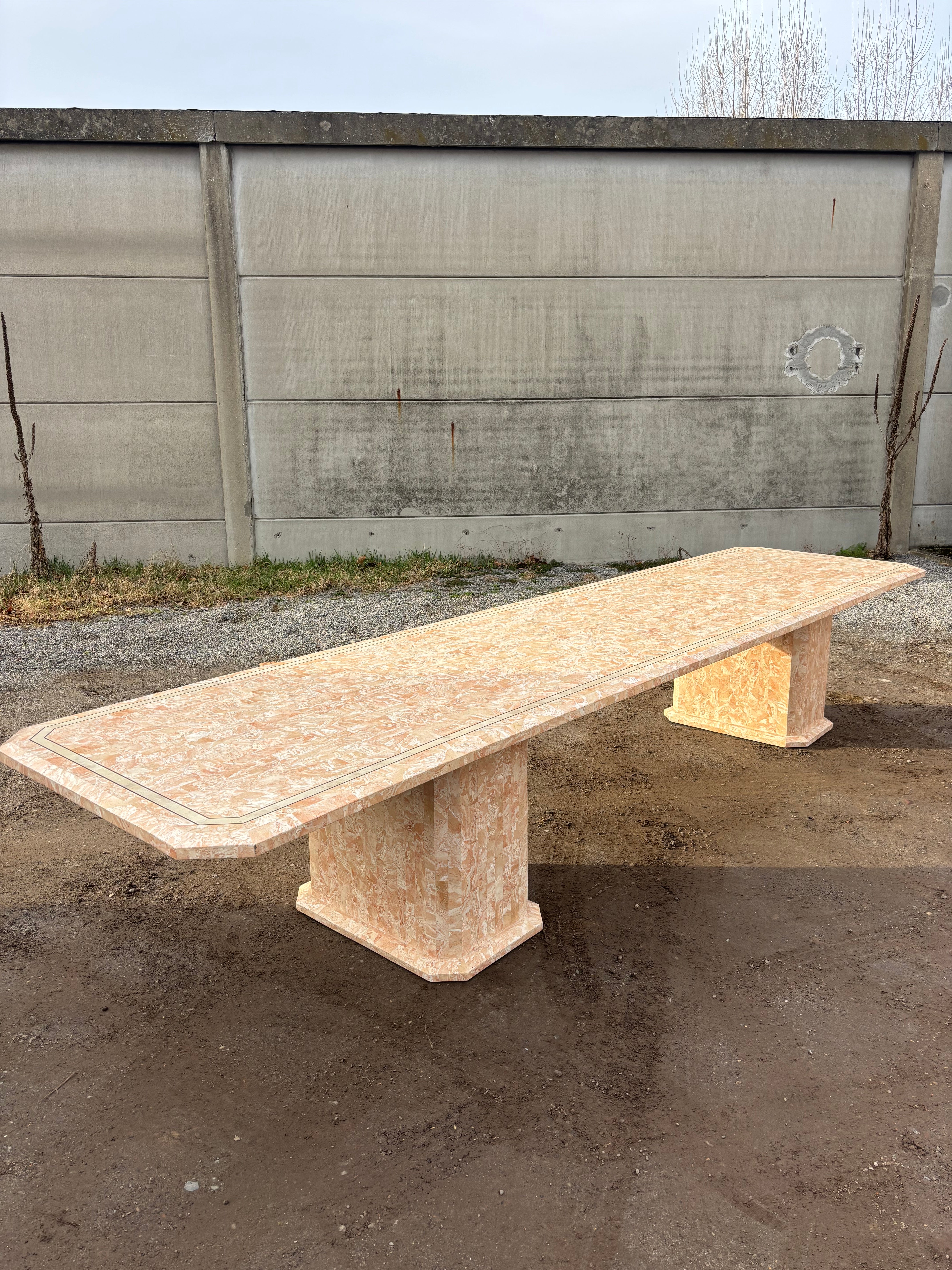 Maitland & Smith Tessellated stone marble dining table with 10 chairs