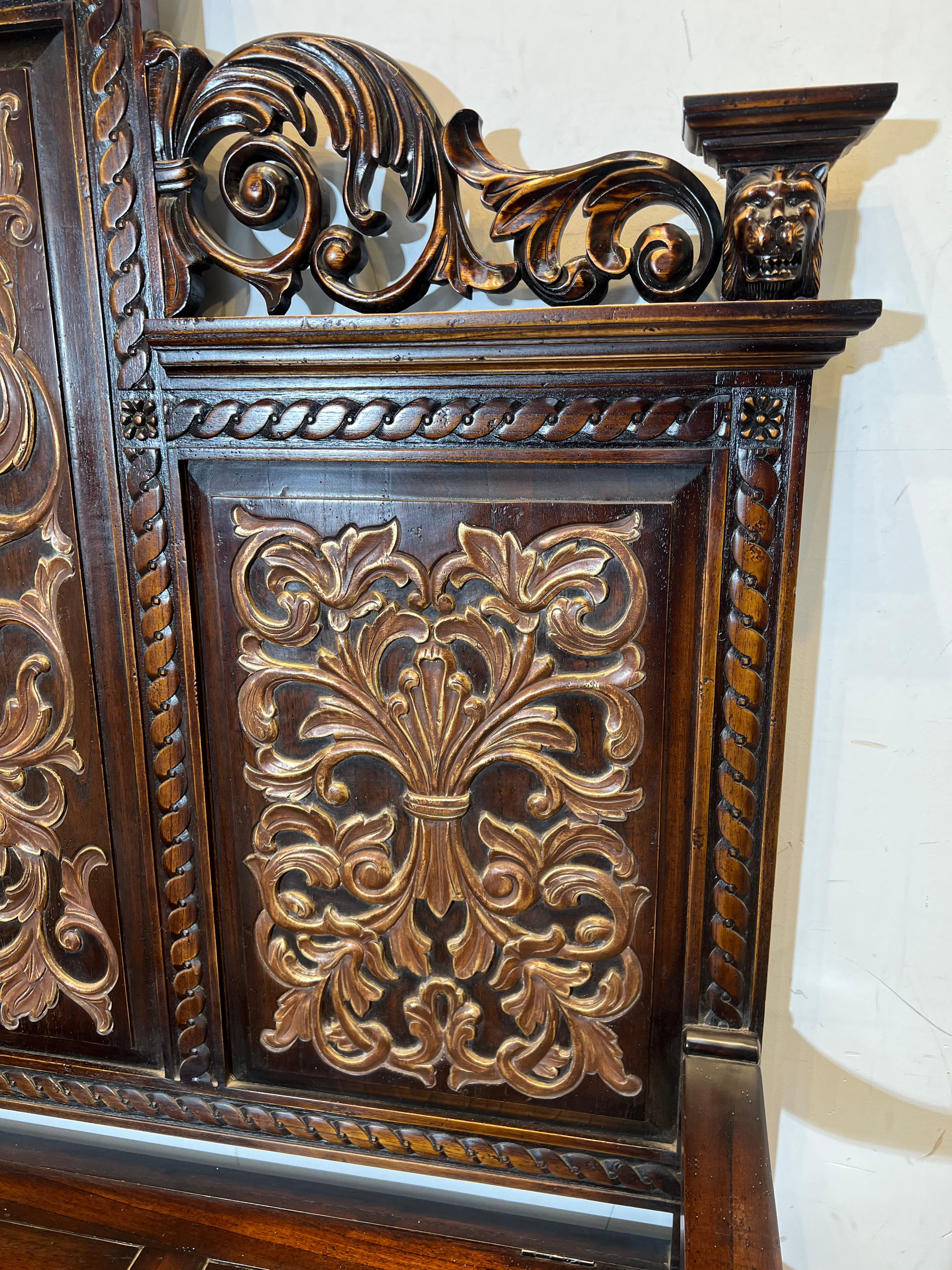 Victorian Carved Hall Bench with Storage Chest – 19th Century
