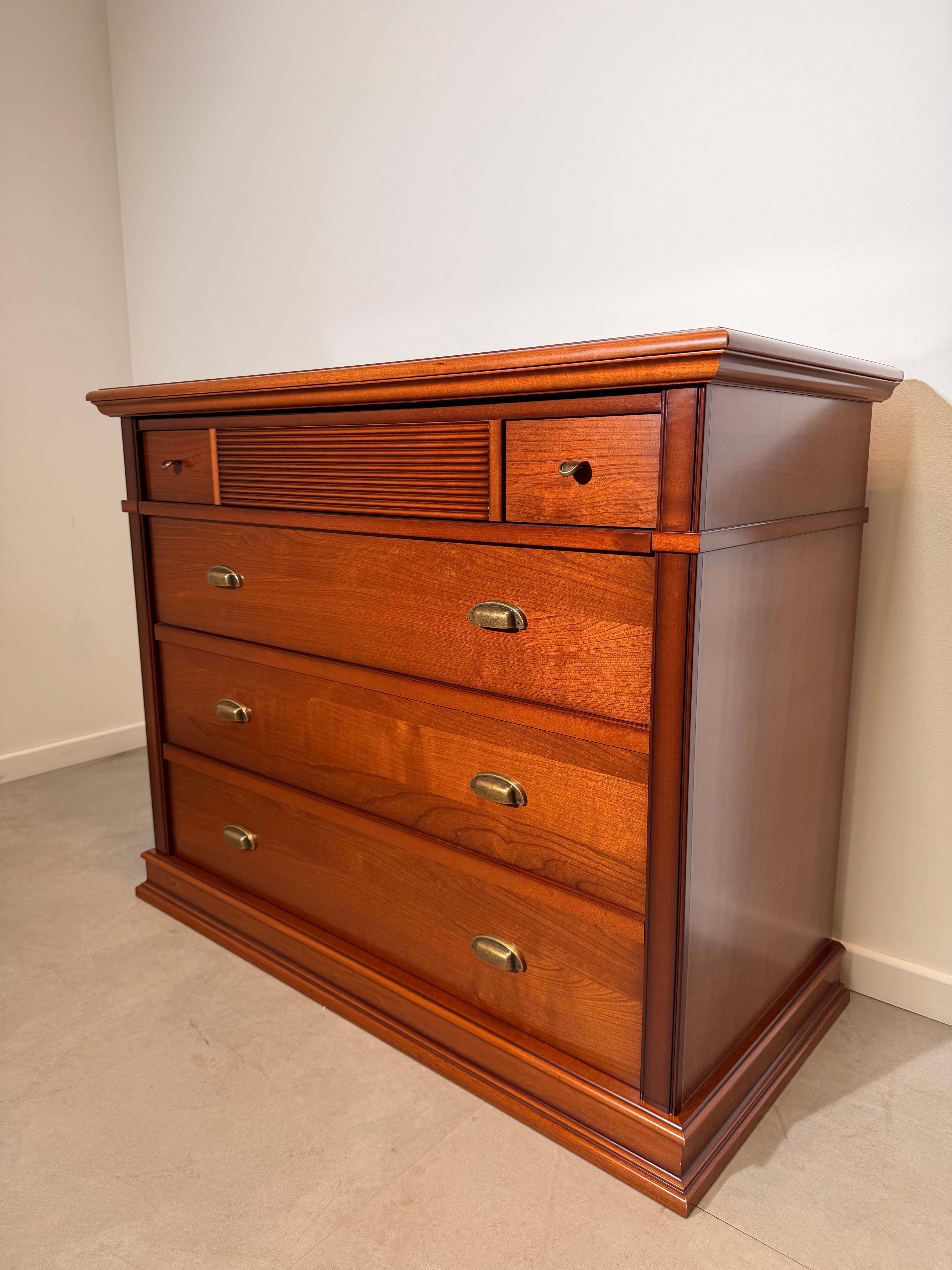 Cherrywood Chest of Drawers with Tambour Front Detail