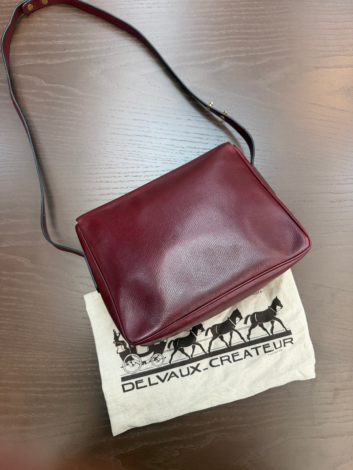 Delvaux Le Poirier Vintage Burgundy Leather Shoulder Bag
