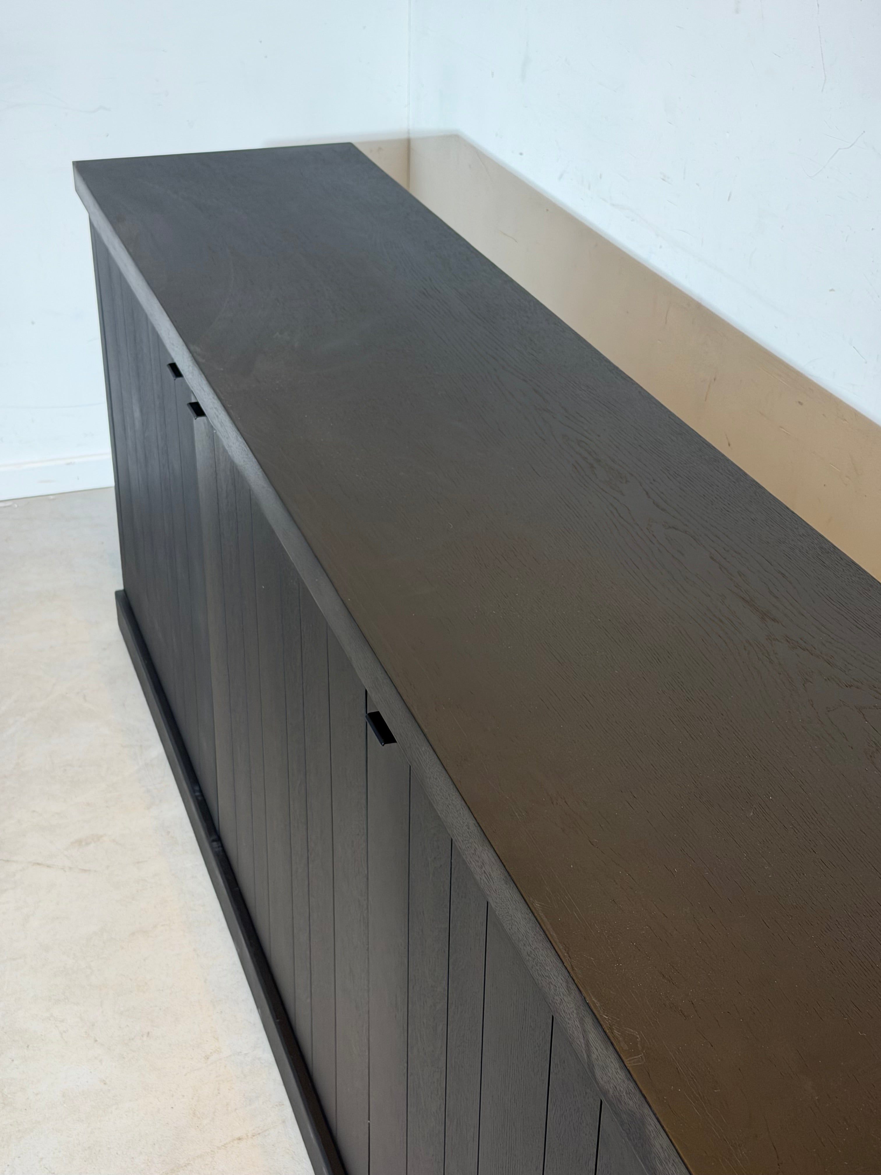 Black Wooden Sideboard XL – 238 cm | Modern Minimal Cabinet with Panel Doors