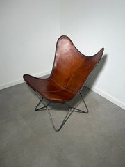 Vintage Cognac Leather Butterfly Chair