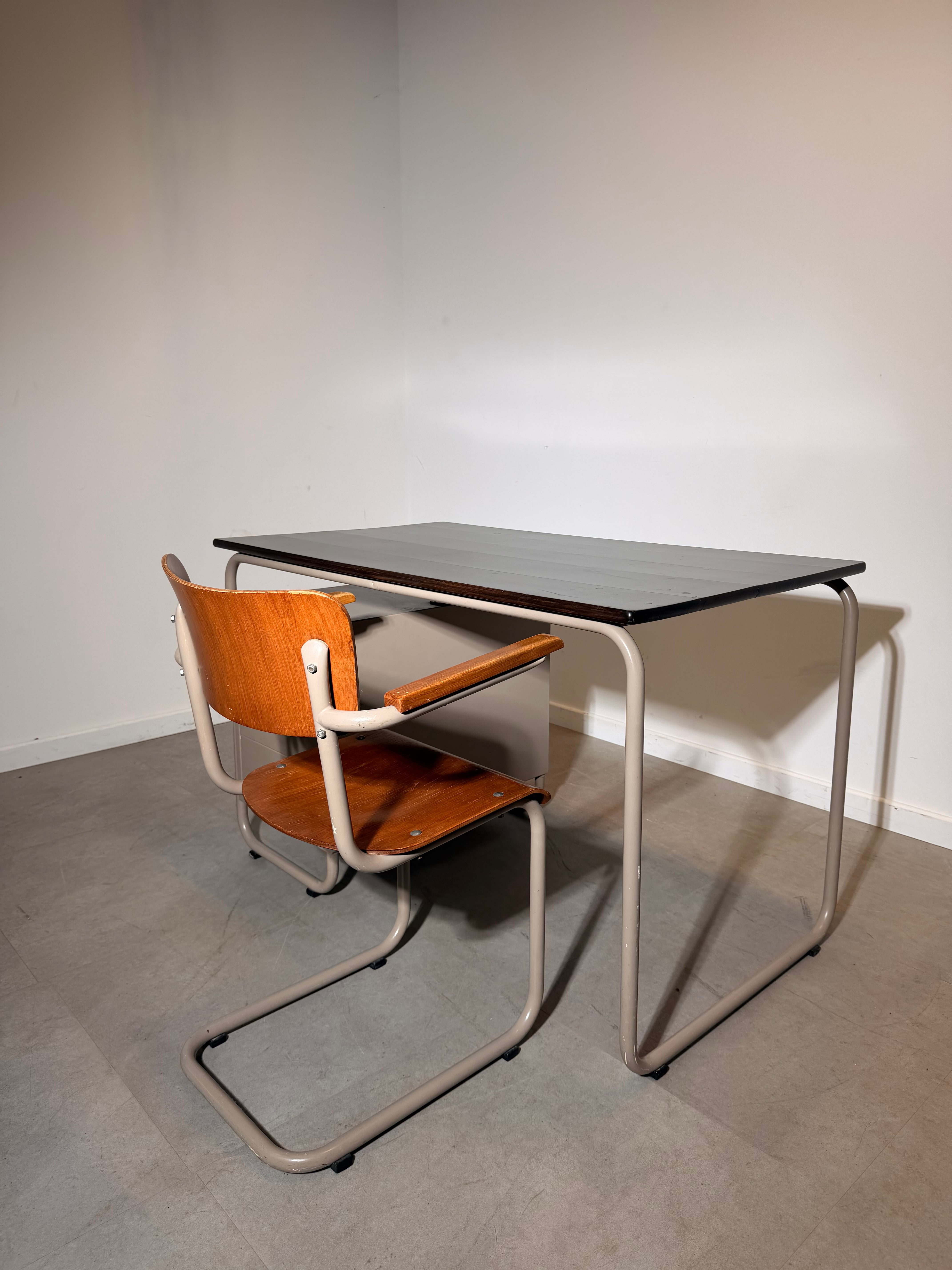 Vintage Bauhaus Style Tubular Steel Desk