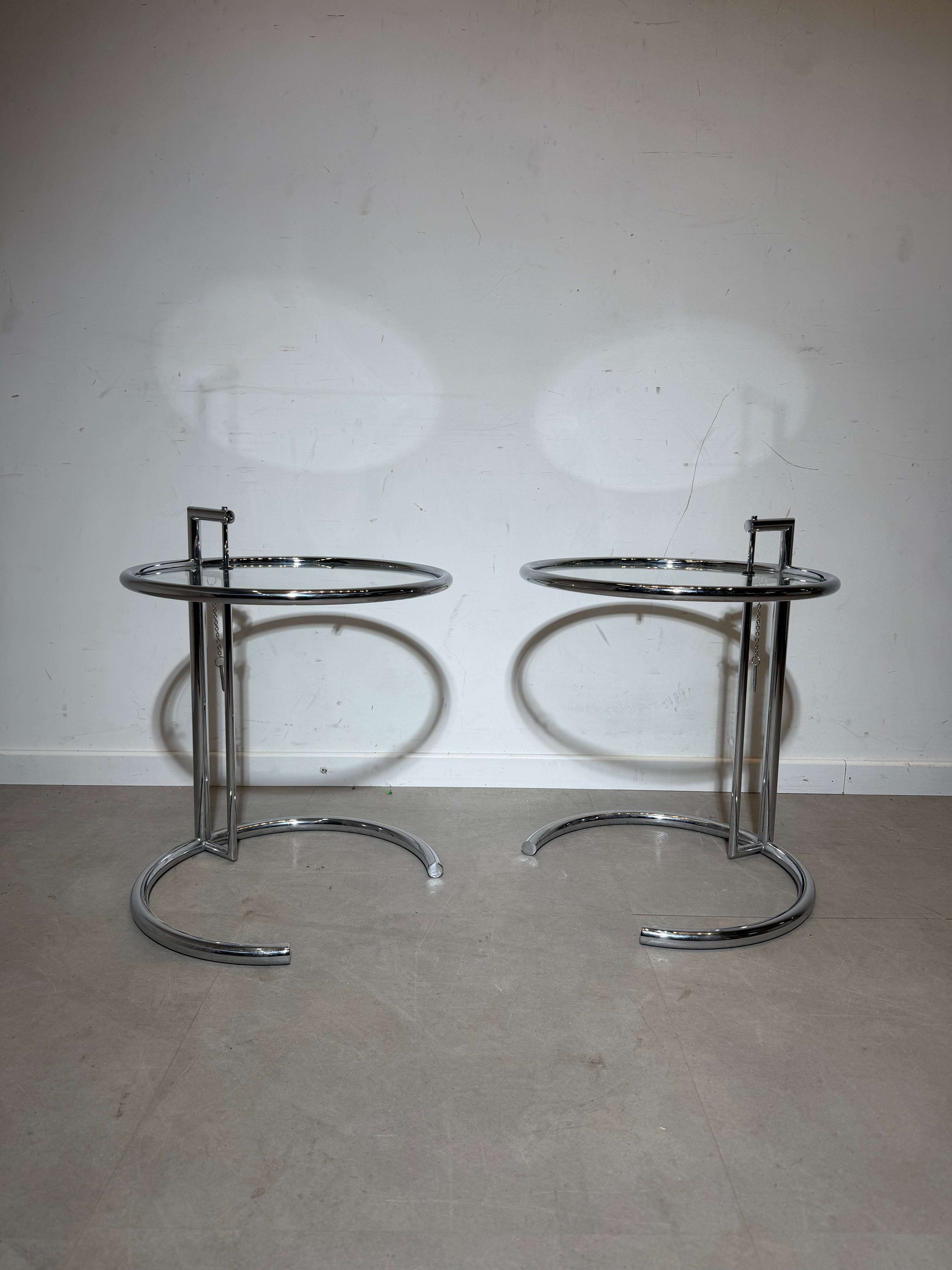 Vintage adjustable chrome side table – height adjustable – price per piece