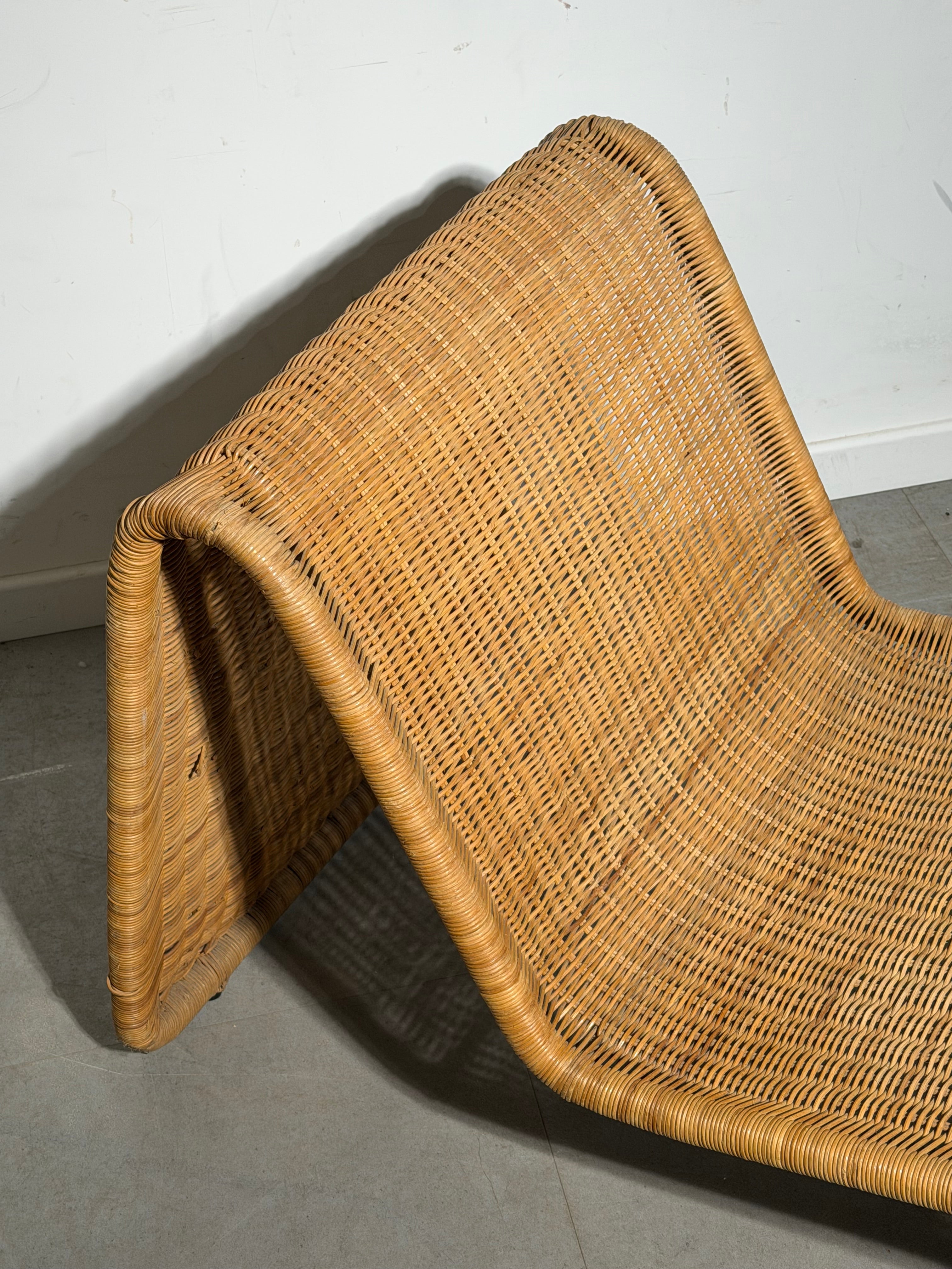 1960s Tito Agnoli Rattan Lounge Chair for Bonacina