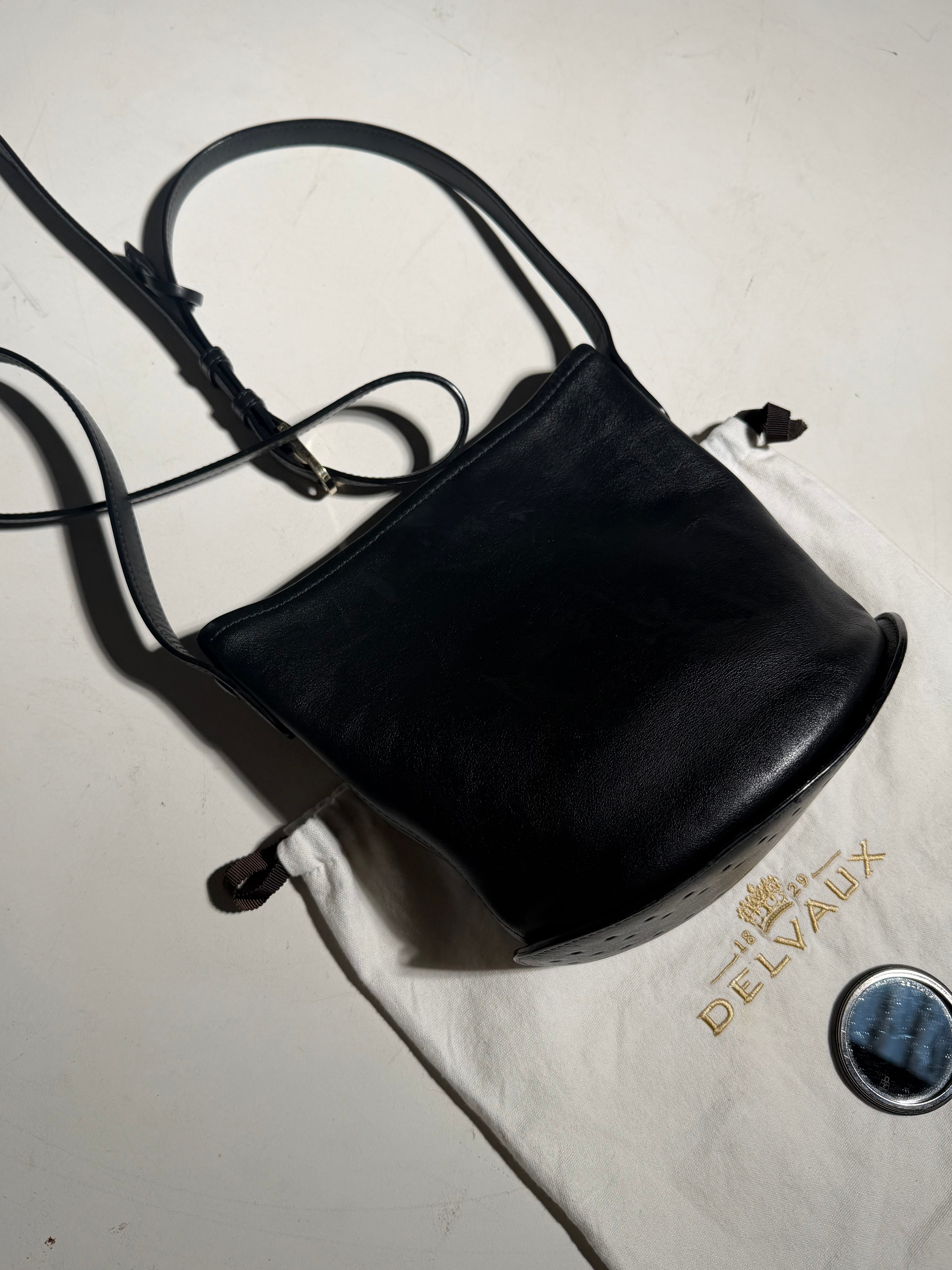 Delvaux Le Pin Mini Black Leather Bag with Dustbag and Mirror