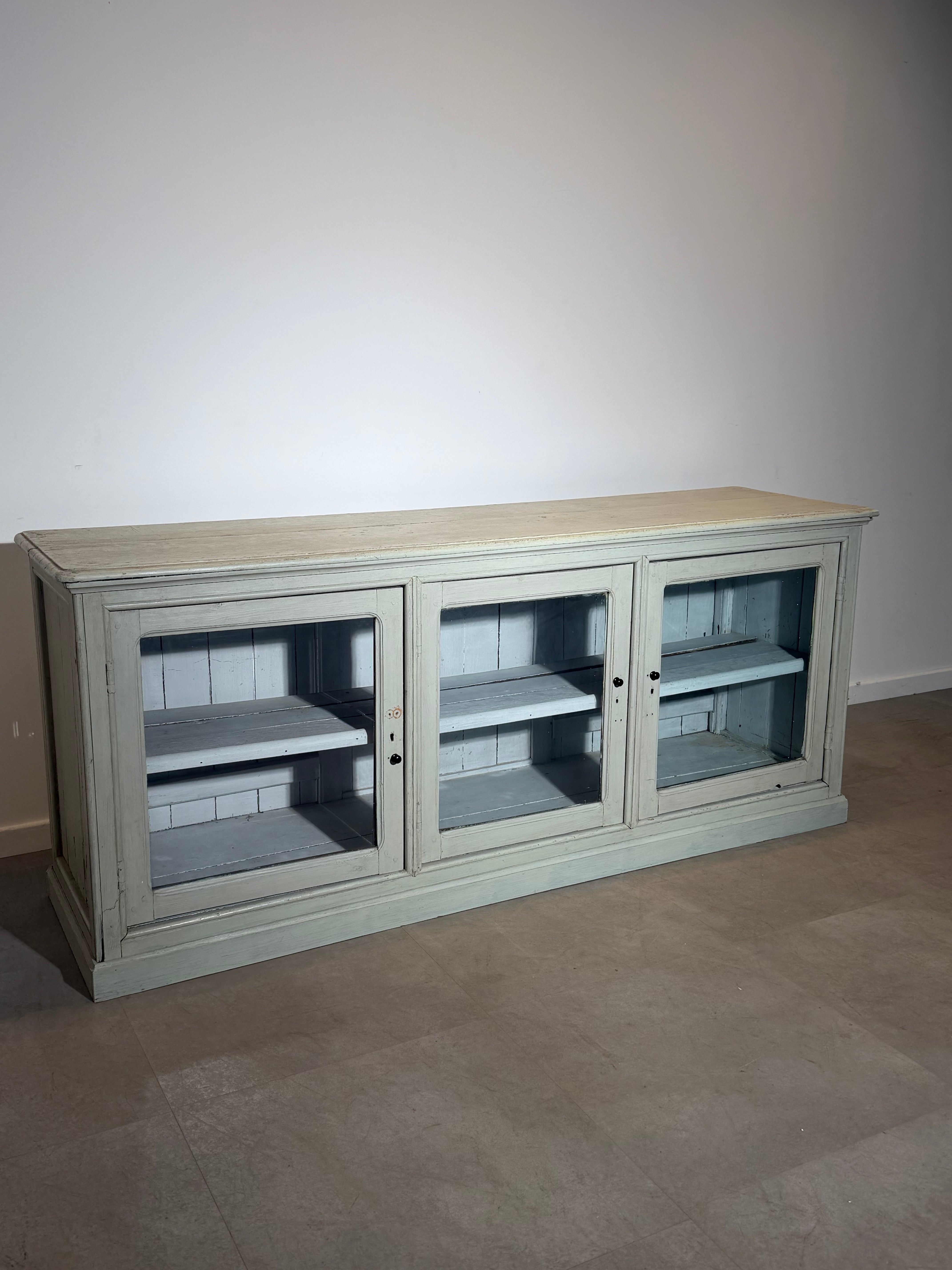 Antique Solid Oak Shop Counter with Glass Display Front