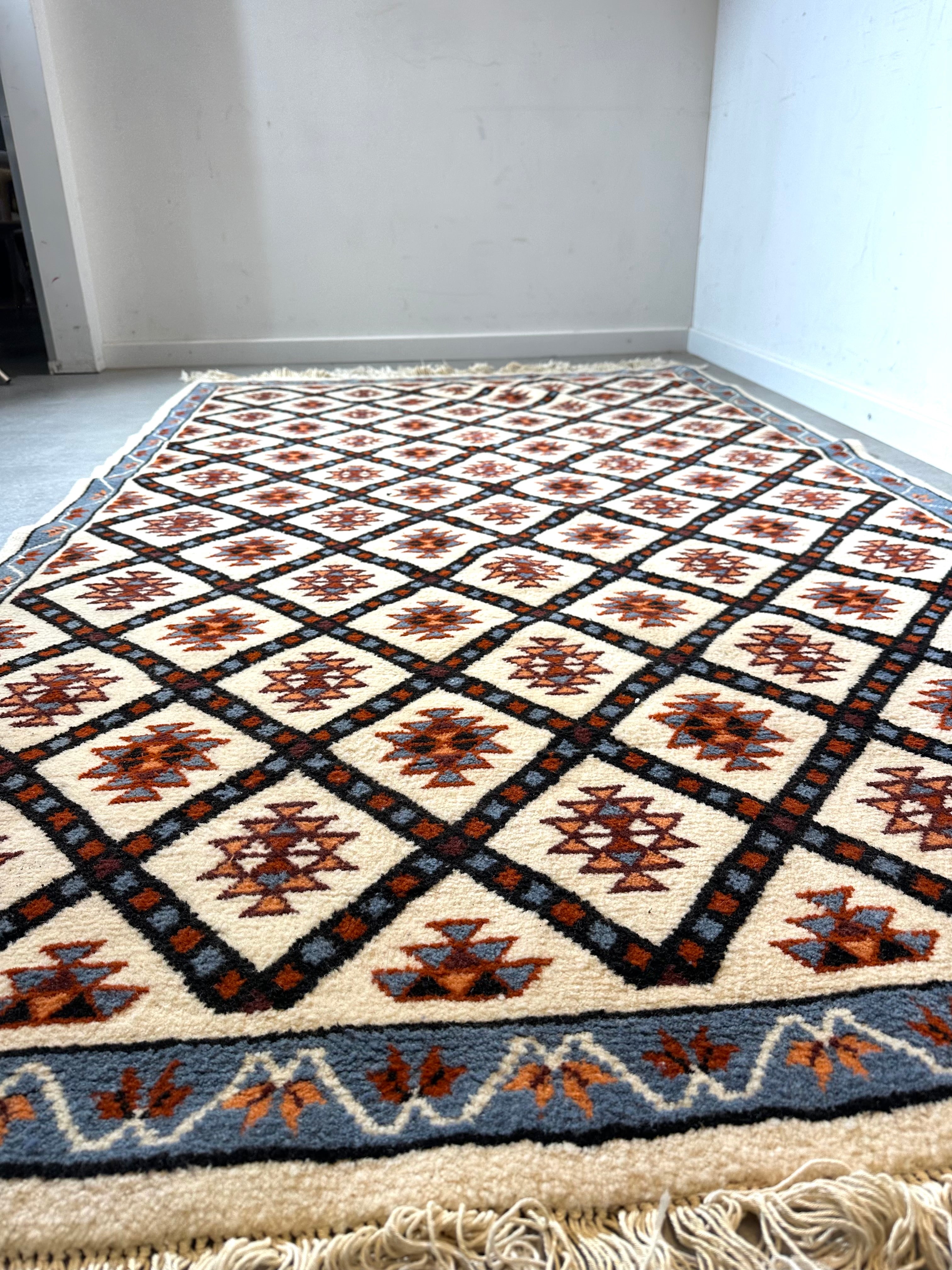 Vintage Tunisian Hand-Knotted Wool Rug