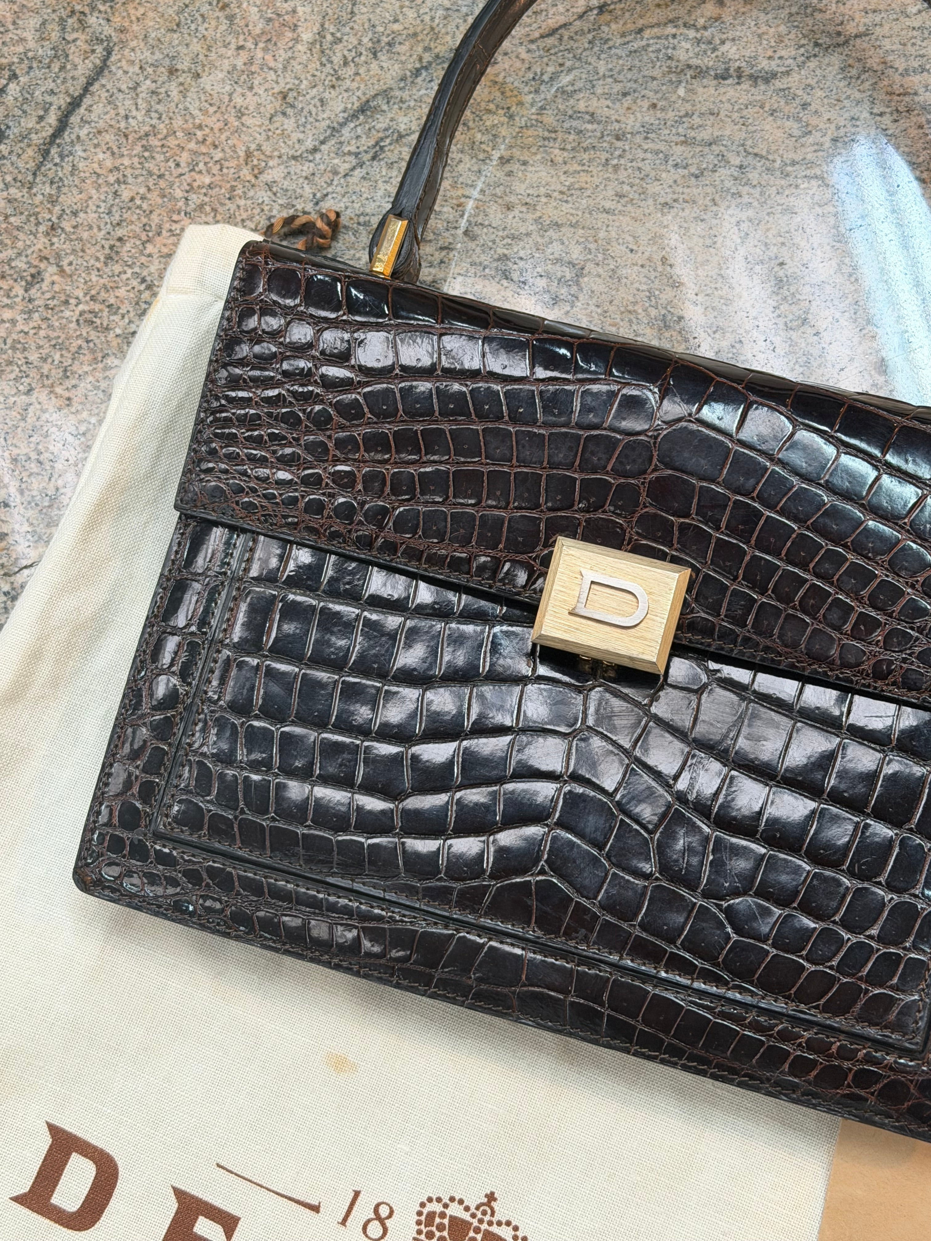 Delvaux Vintage Crocodile Leather Handbag – 1970s