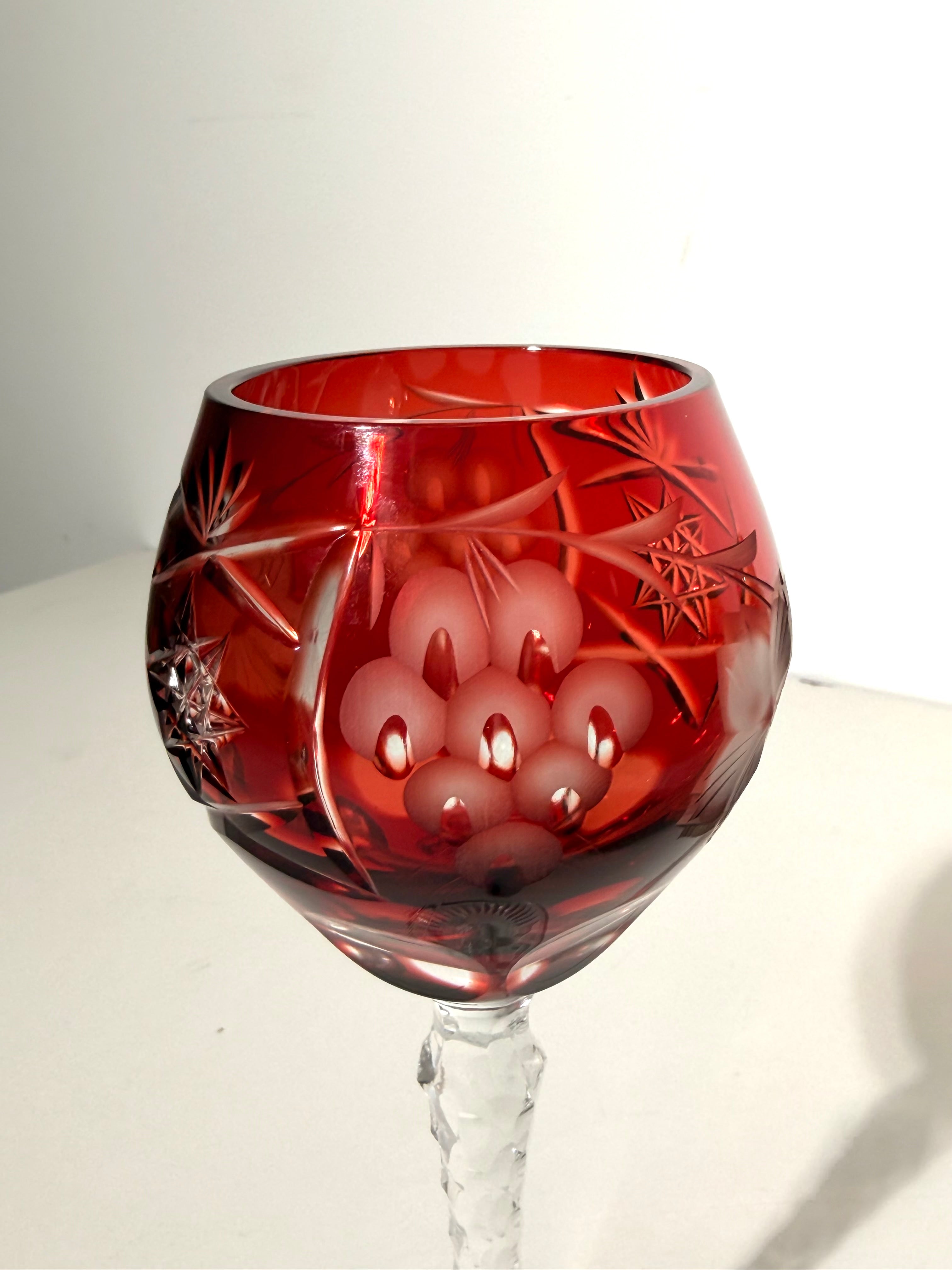 Set of 6 Cut Crystal Wine Glasses