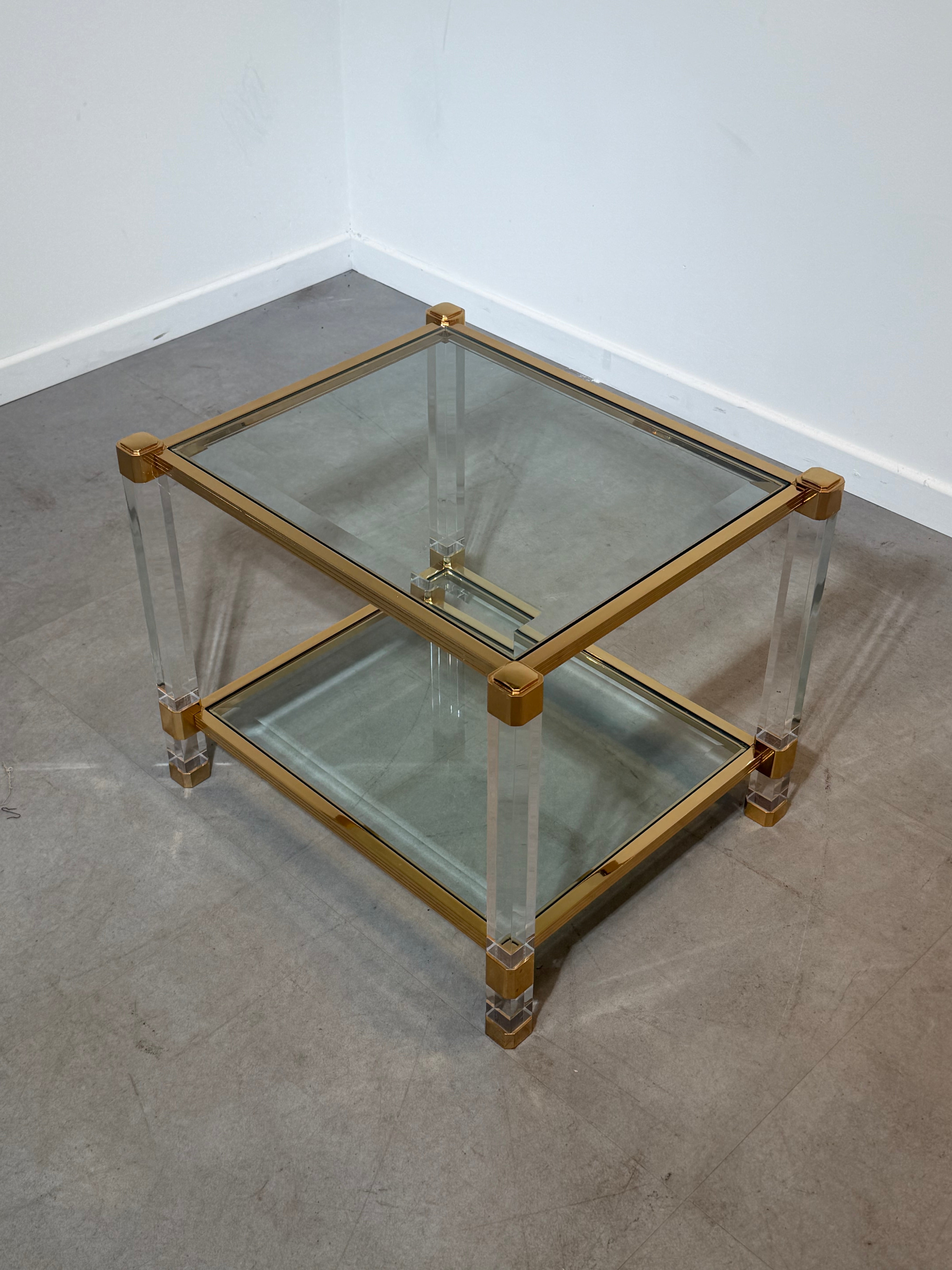 Vintage Brass & Lucite Sidetable