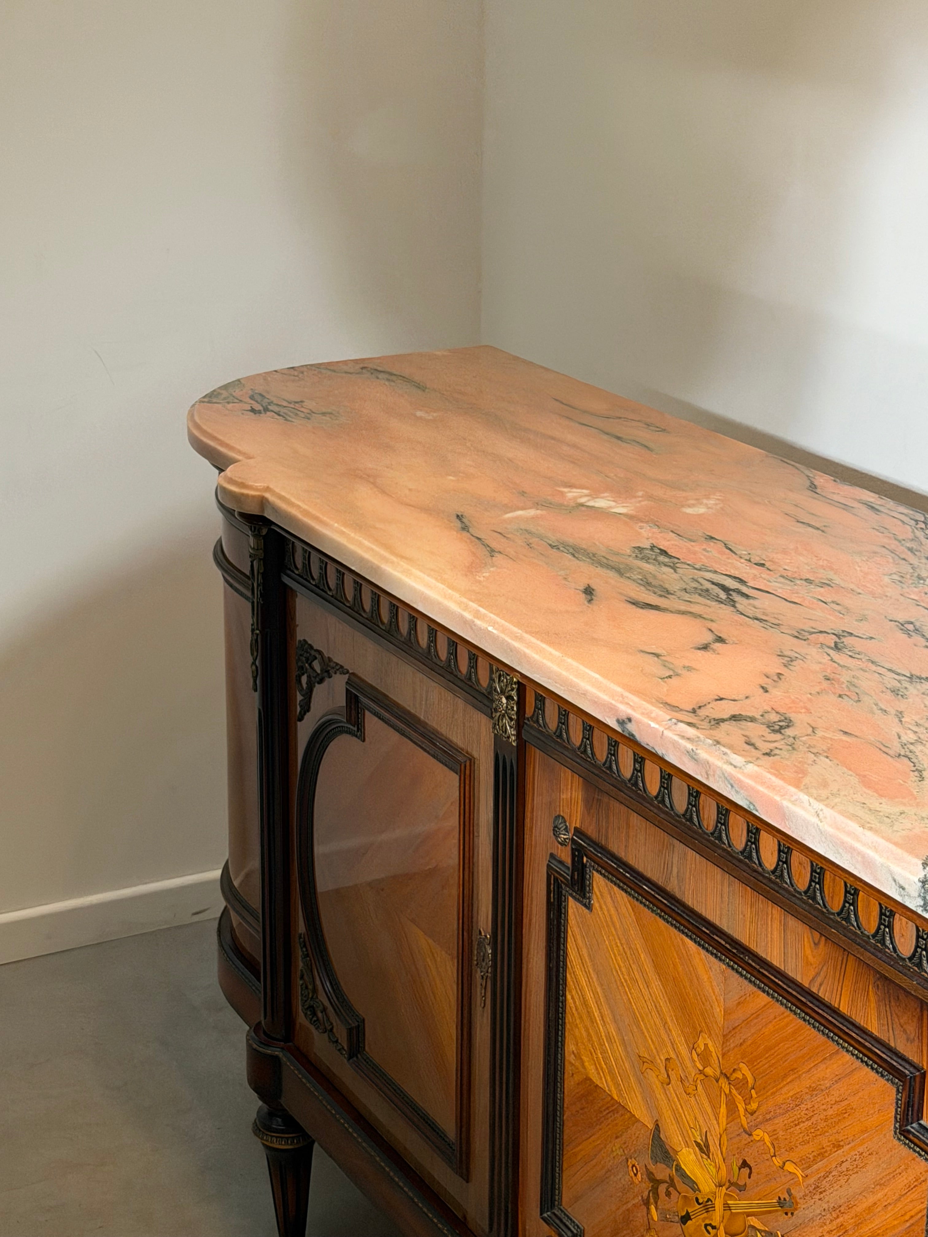 JP Ehalt Louis XVI Style Sideboard with Pink Marble Top