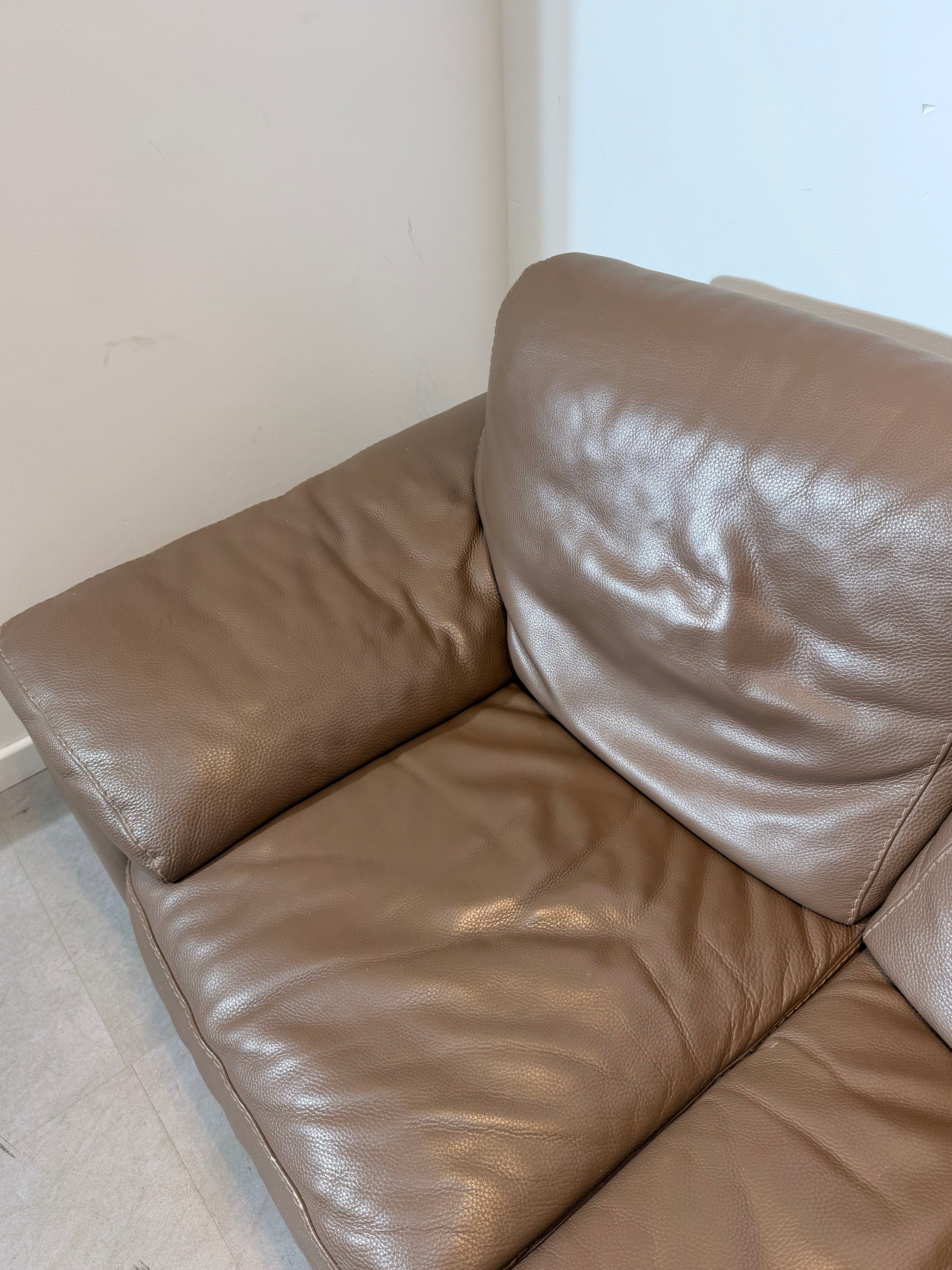Taupe Leather 2-Seater Sofas