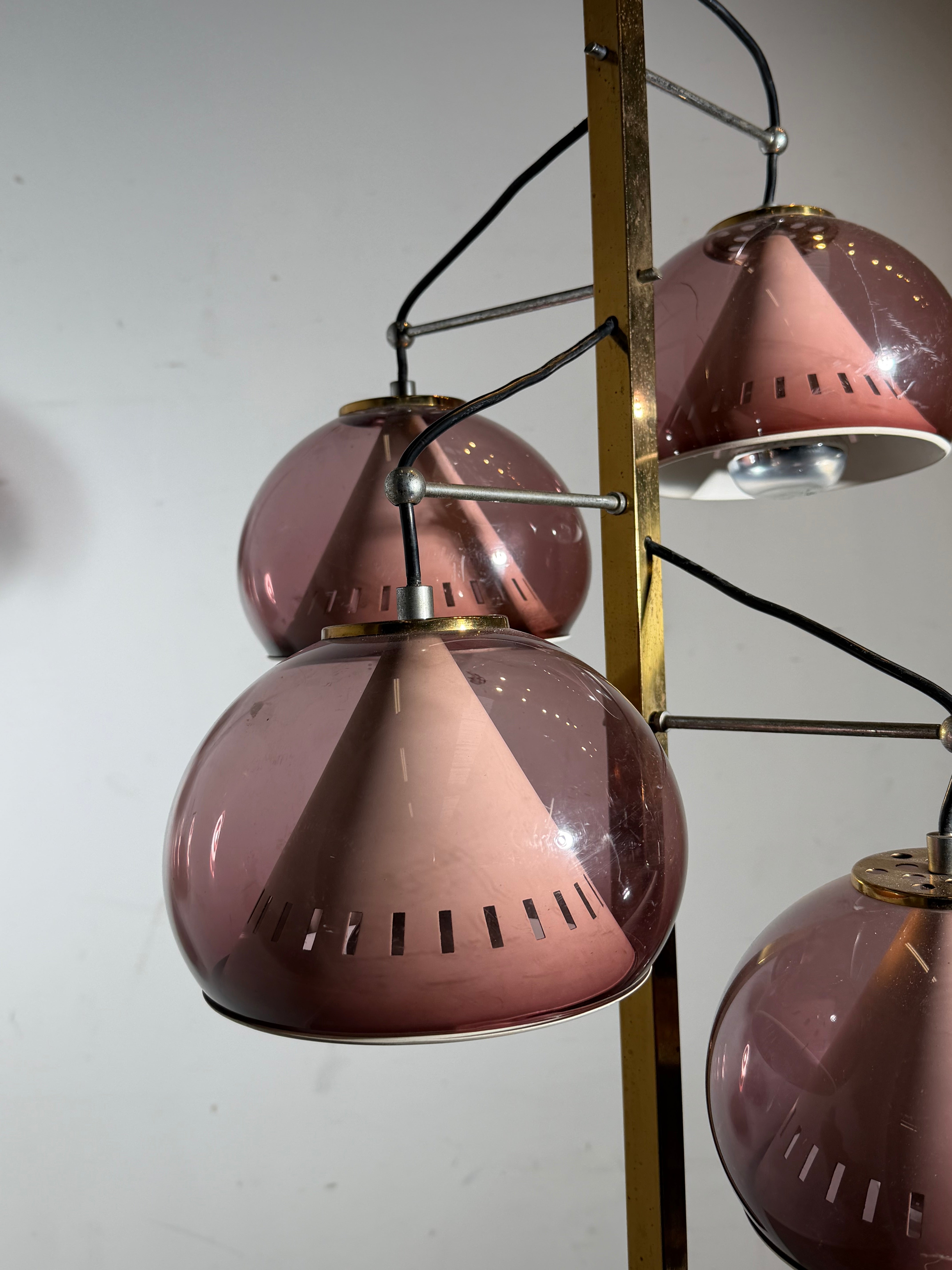 Vintage Lamter Milano Chandelier – 4 Lights – Pink Plexiglass