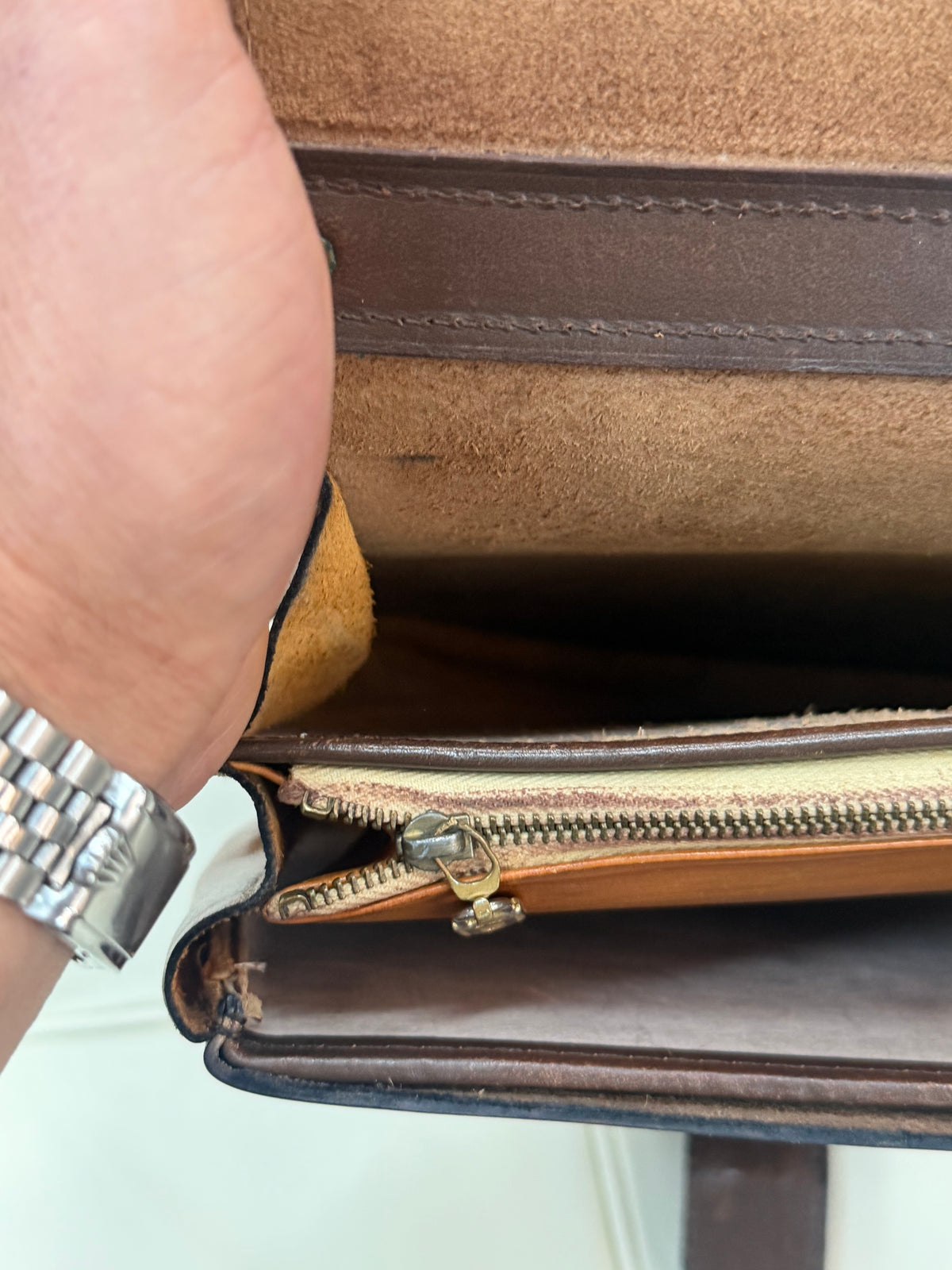 Delvaux “Chasseresse” Two Tone Crossbody Bag 22 x 24 cm