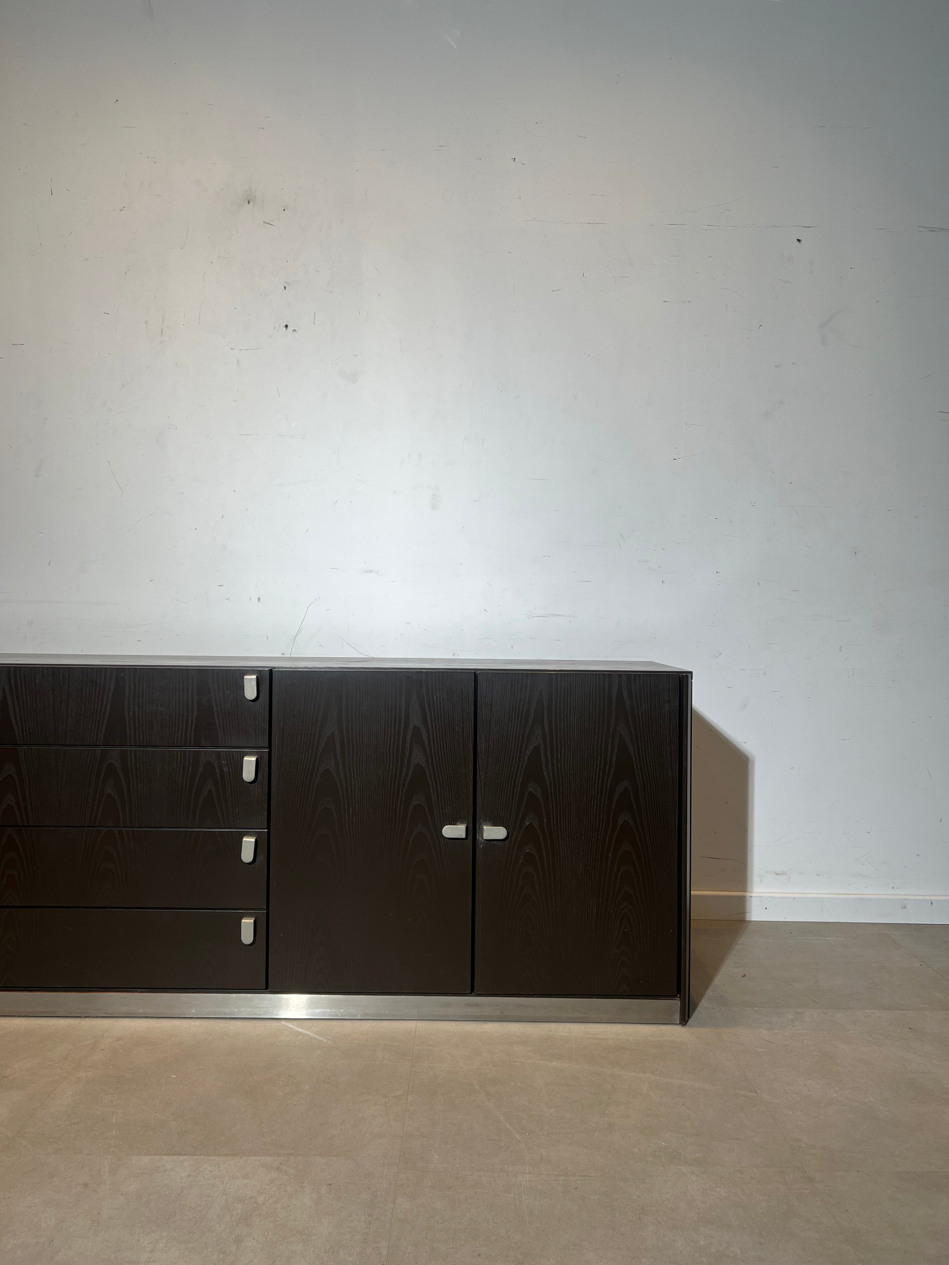 Large dark oak modernist sideboard