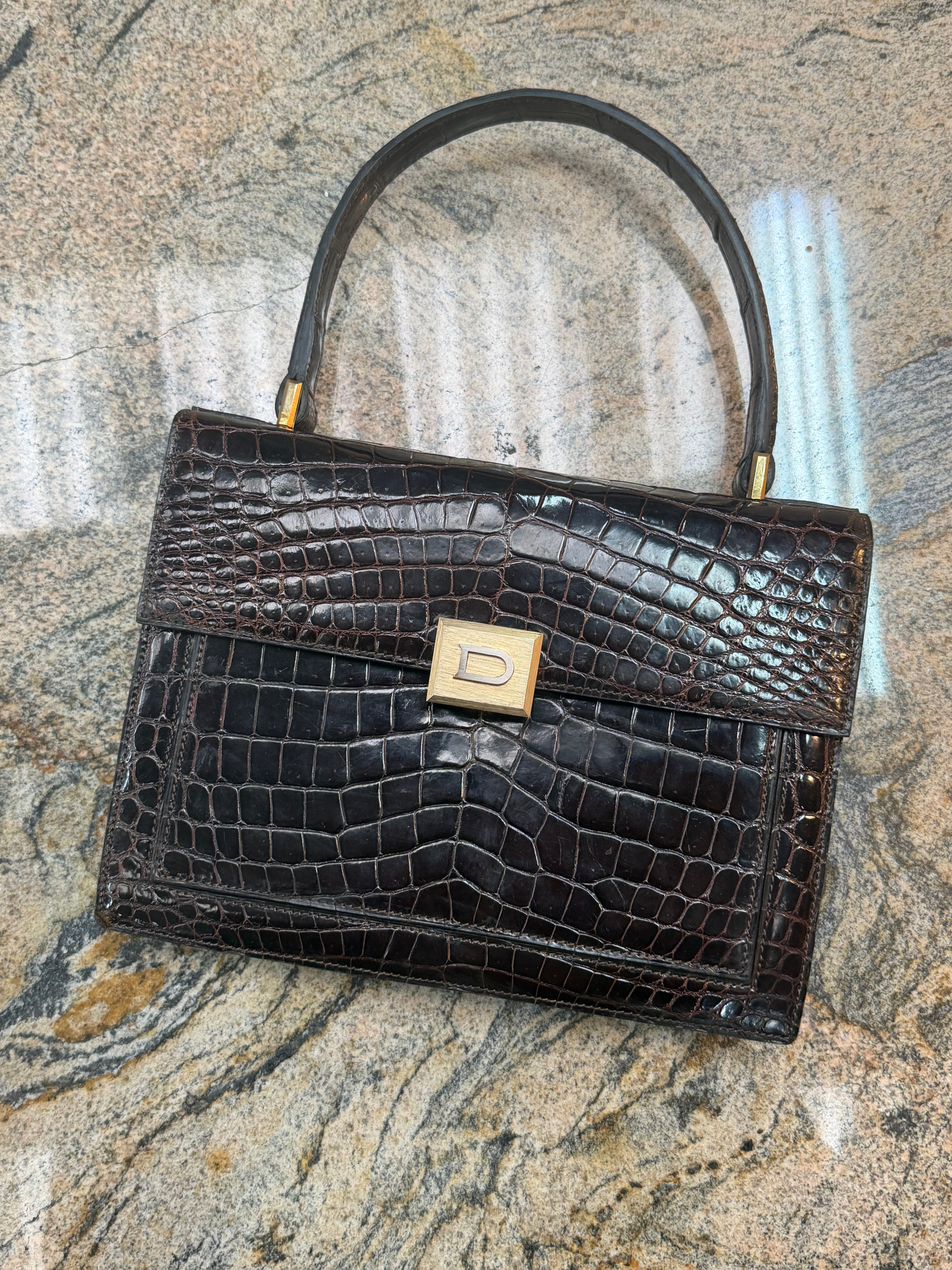 Delvaux Vintage Crocodile Leather Handbag – 1970s