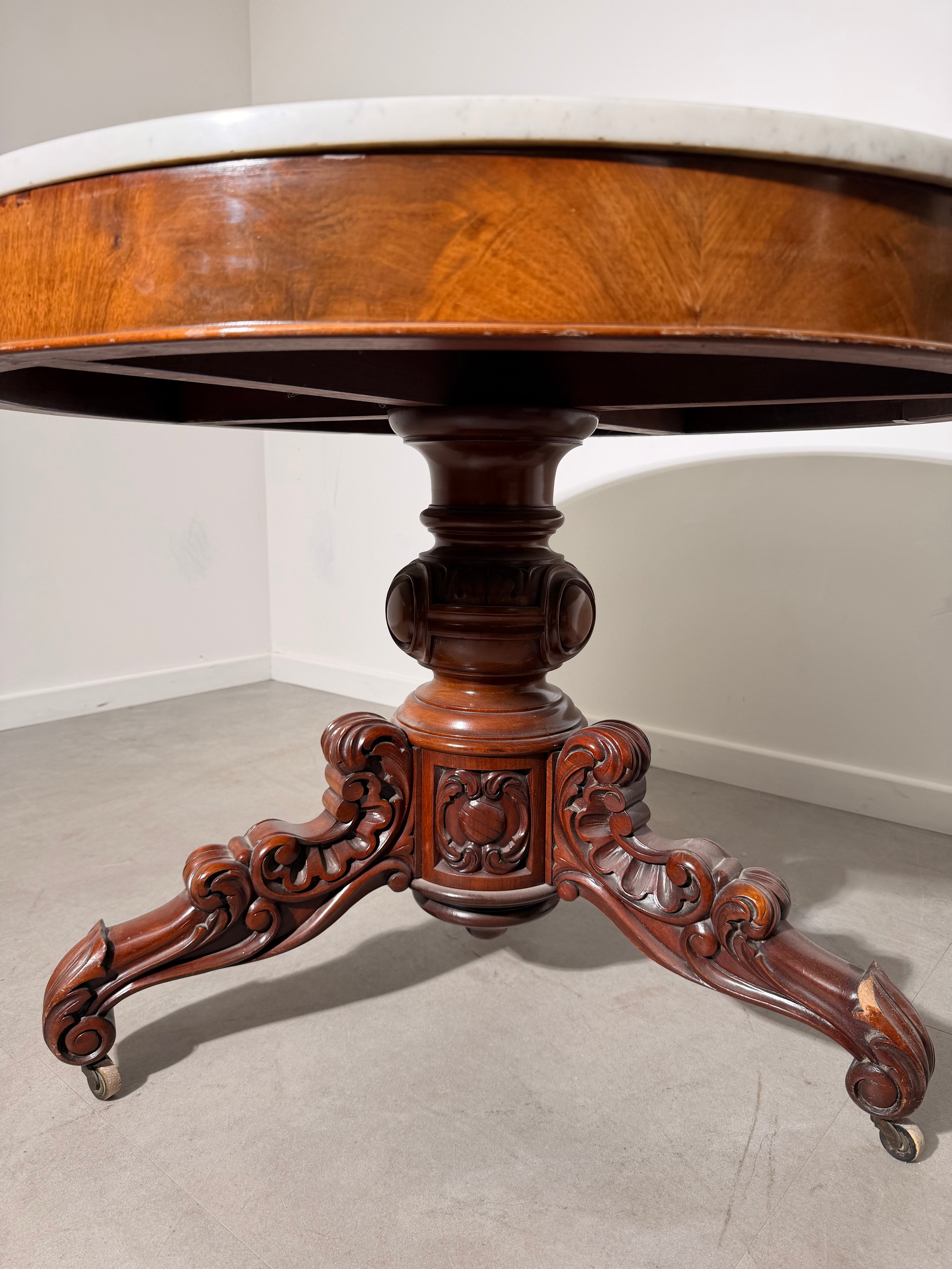 Antique Victorian Marble Top Centre Table in Solid Mahogany