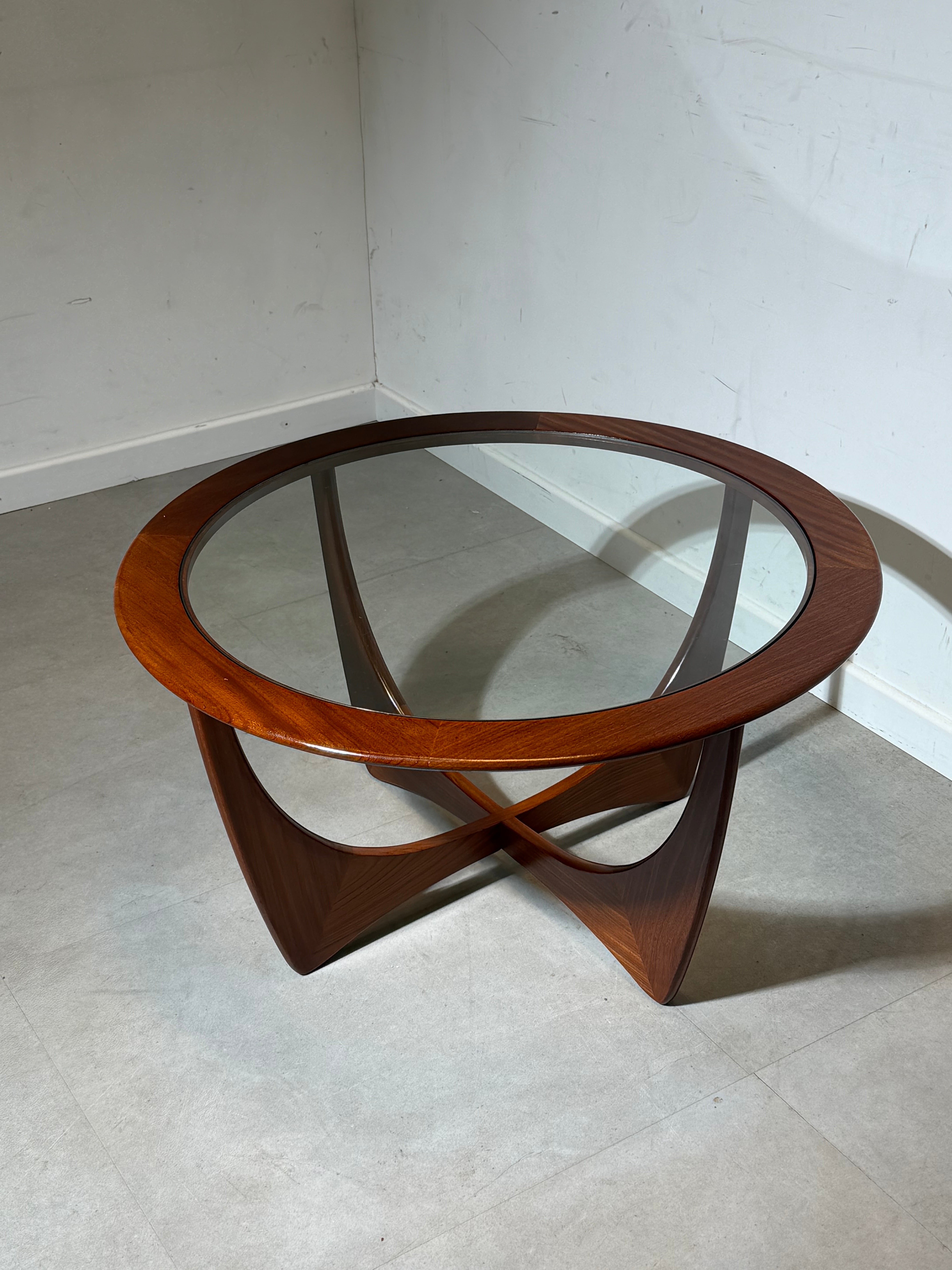 G-Plan “Astro” Round Coffee Table in Teak and Glass – Mid-Century Modern Icon