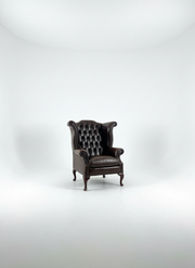 Vintage Brown Leather Wingback Armchair