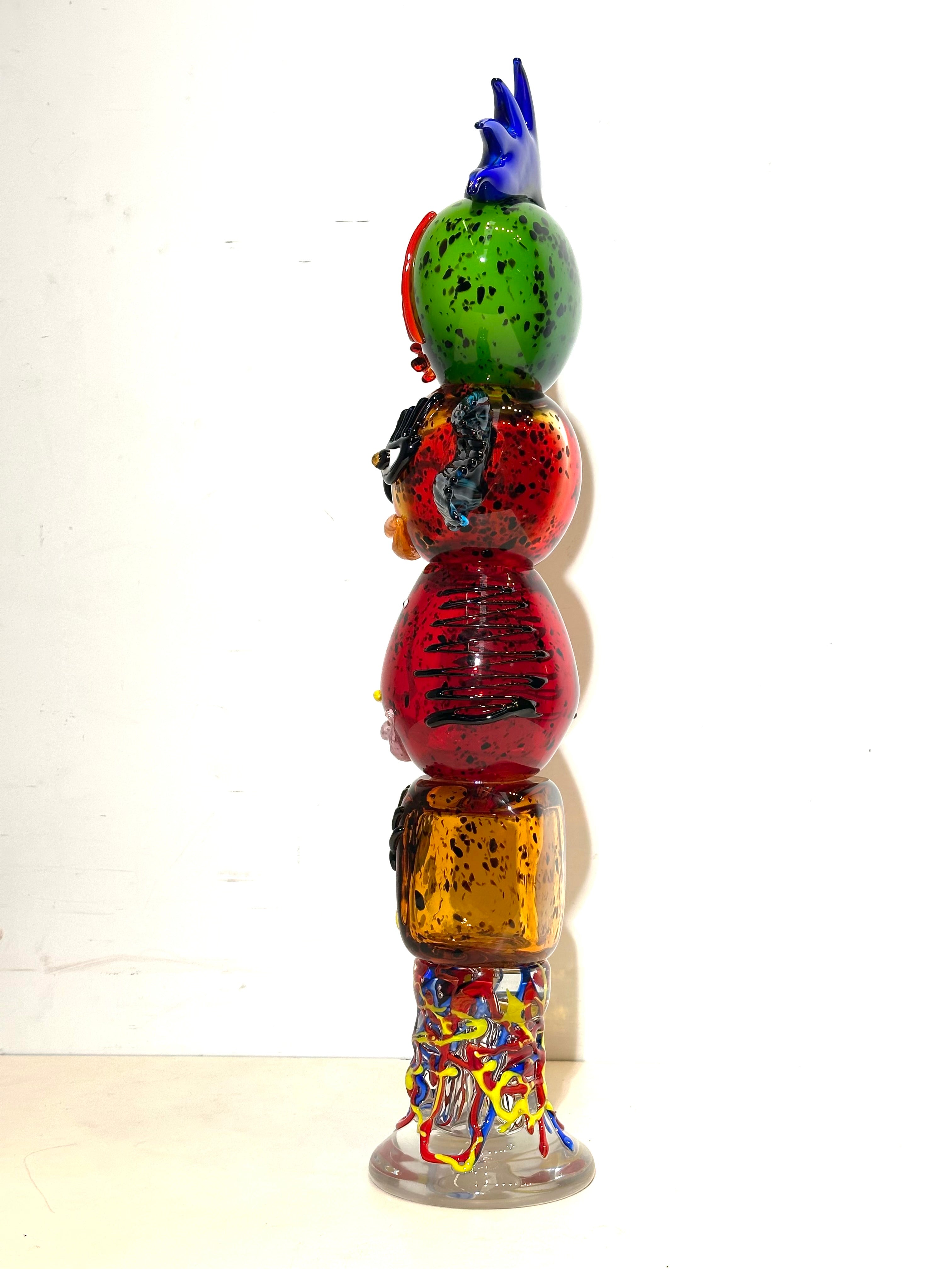 Sculpture totem en verre de Murano