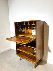 Vintage Mid-Century Style Folding Bar Cabinet in Wood