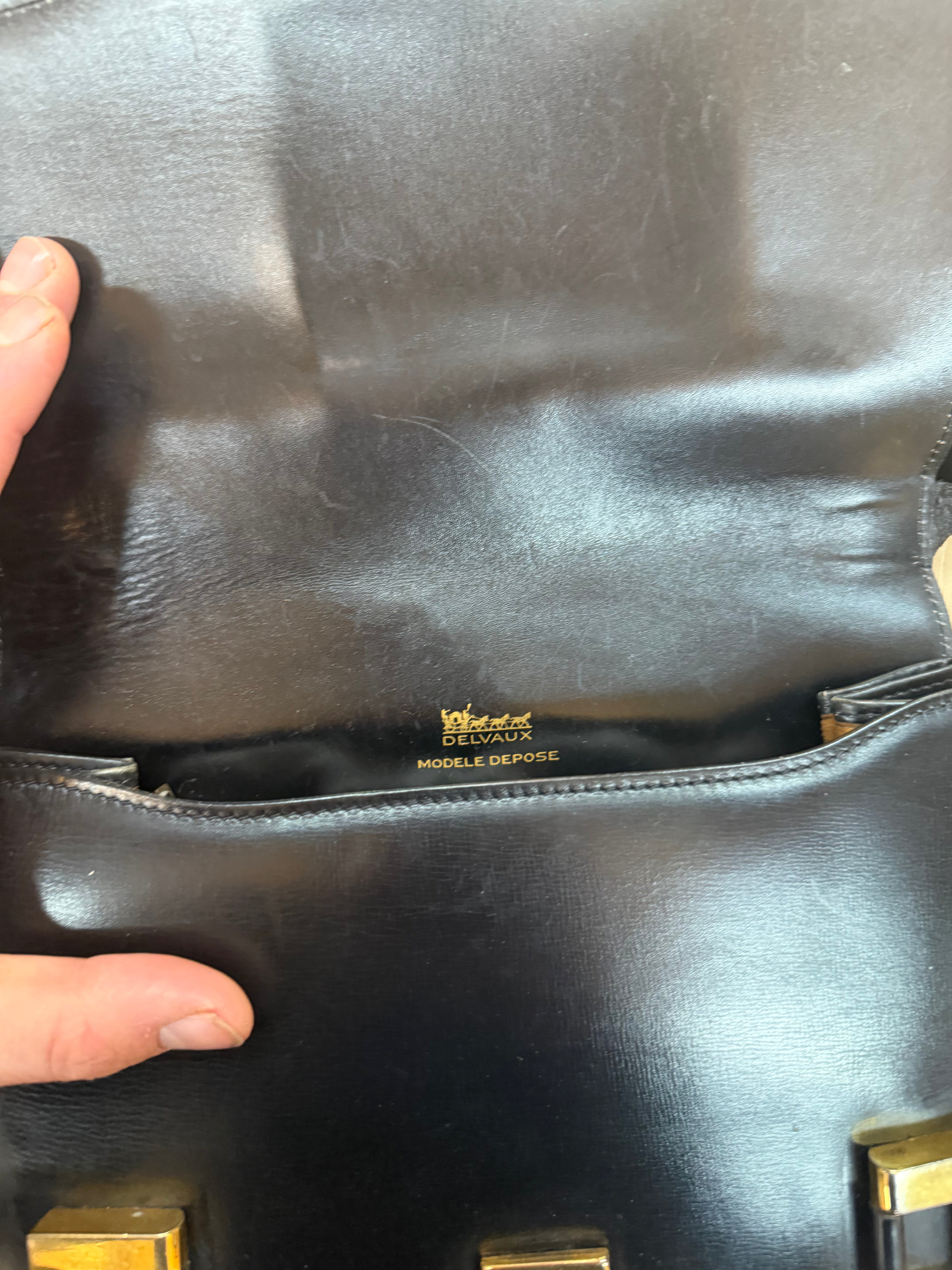 Delvaux “Xylophone” Bag – Black Leather – 24 x 22 cm (Dustbag + Mirror)