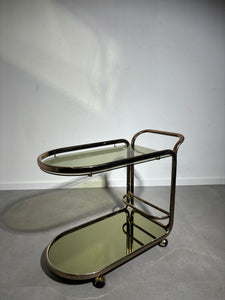 Hollywood Regency Smoked Glass & Brass Trolley, 1970