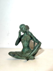 Patinated Bronze Figure – Seated Woman with Mirror