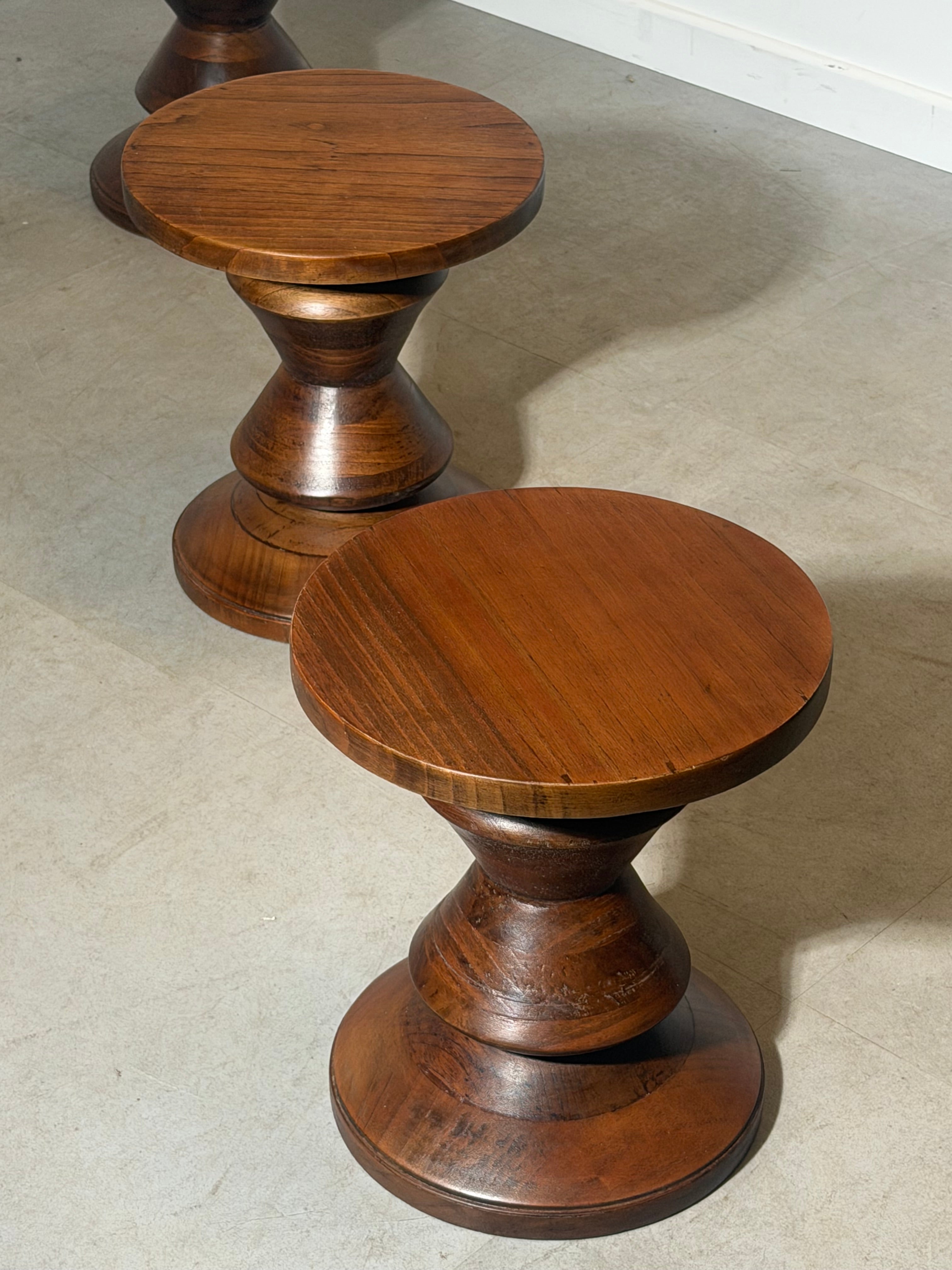 Conical Mahogany Stools – Sculptural Design