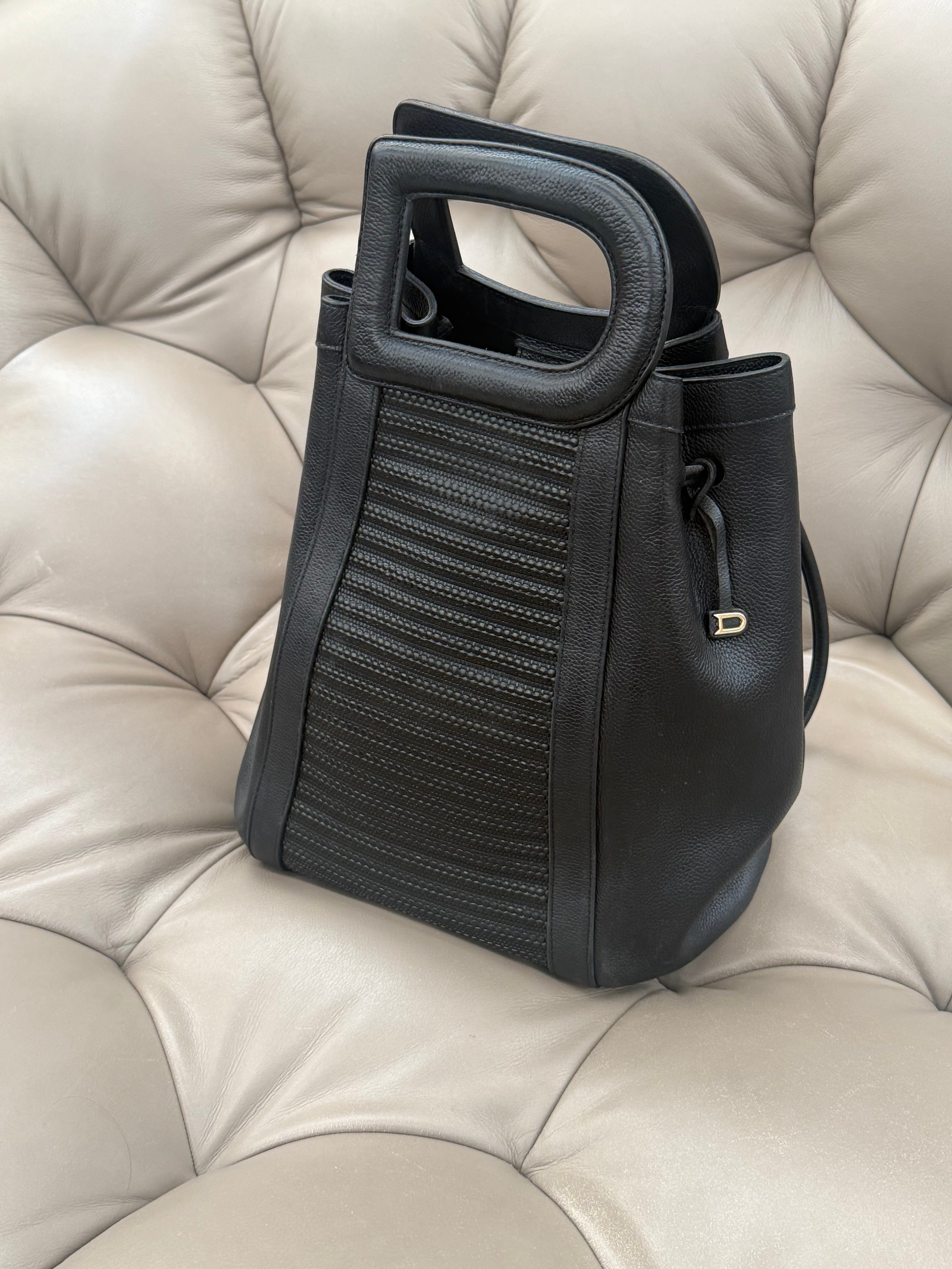 Delvaux Punch Black Toile de Cuir Handbag – 40 x 28 cm