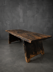 Large Rustic Brutalist Dining Table – Solid Wood – 240 cm