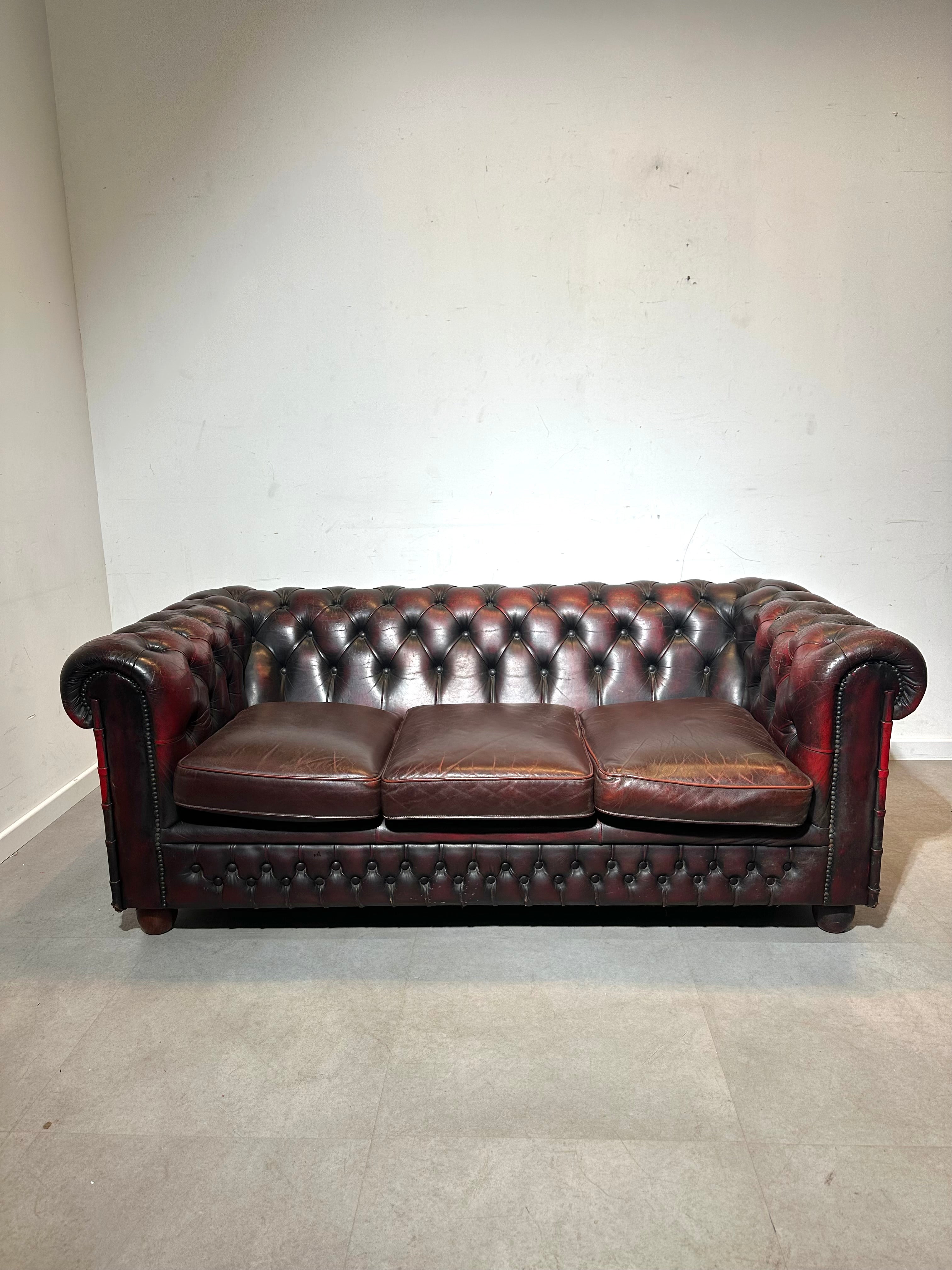Vintage Chesterfield Oxblood Leather