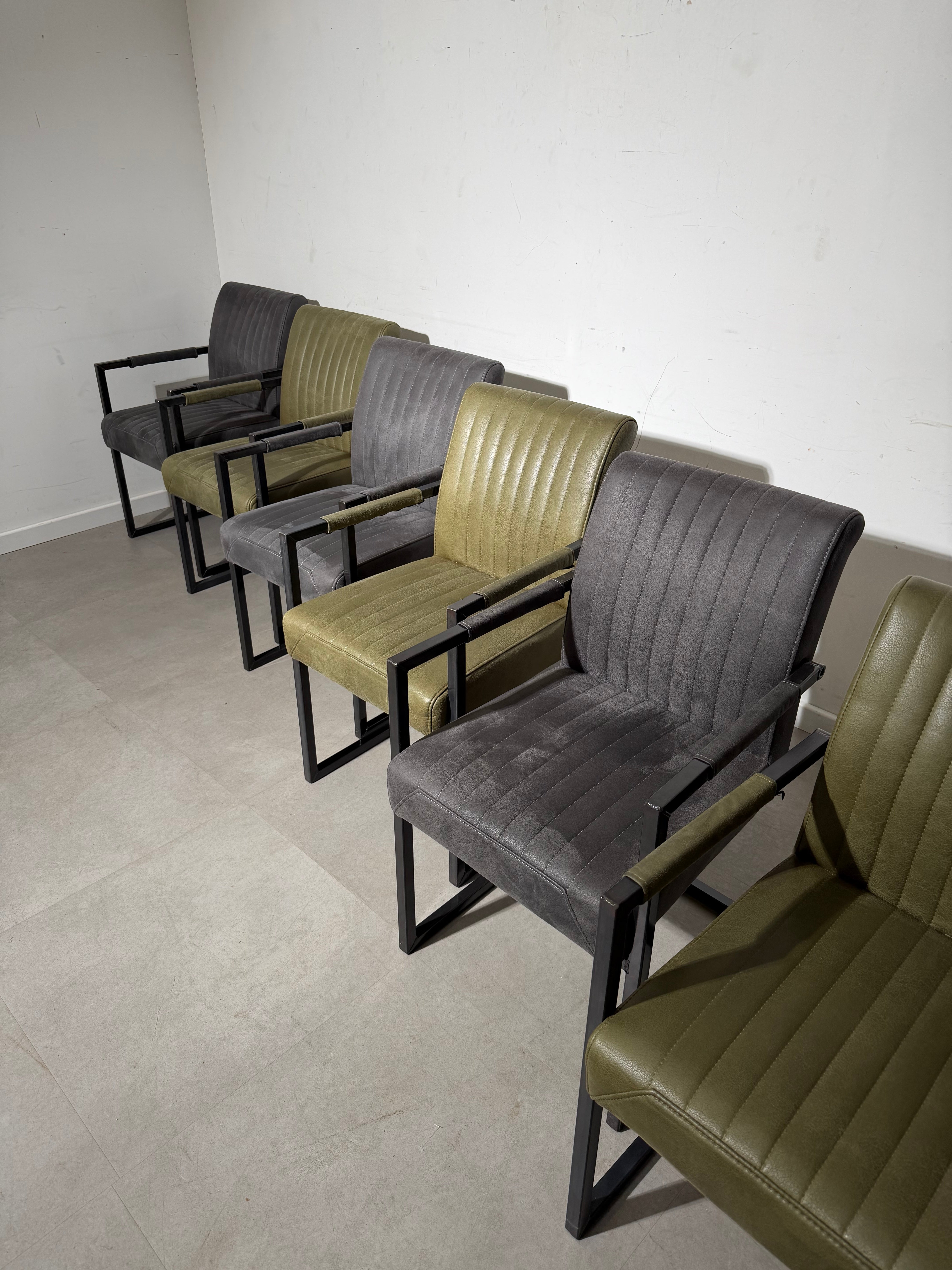 Industrial Dining Chairs with Armrests – Set of 6