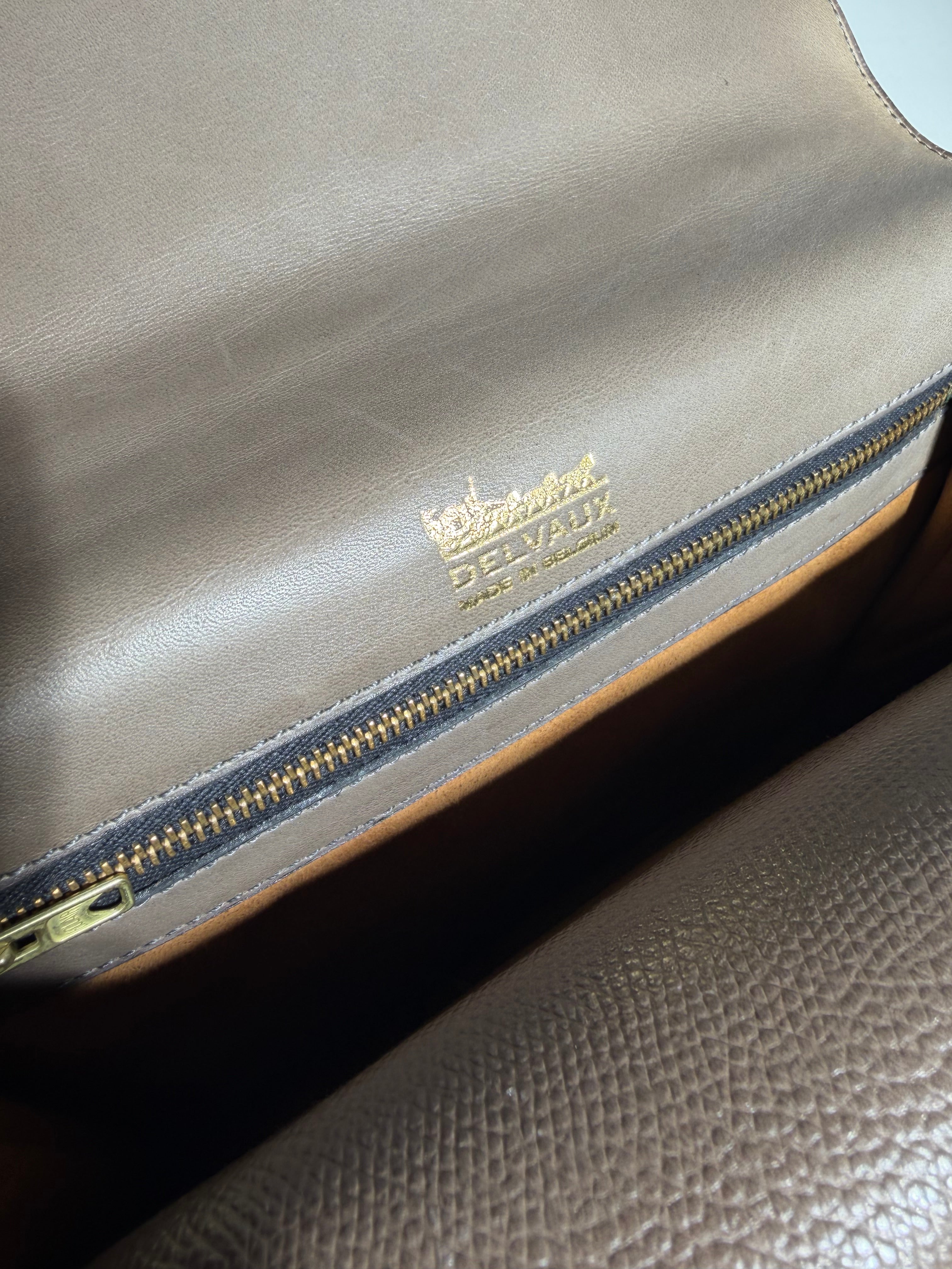 Vintage Delvaux Two-Tone Leather Handbag with Gold Hardware