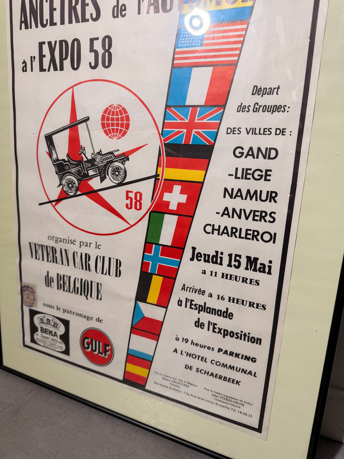 Original 1958 Expo 58 Poster – 3e Rallye International des Ancêtres de l’Automobile