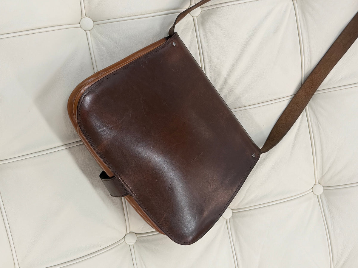 Delvaux “Chasseresse” Two Tone Crossbody Bag 22 x 24 cm